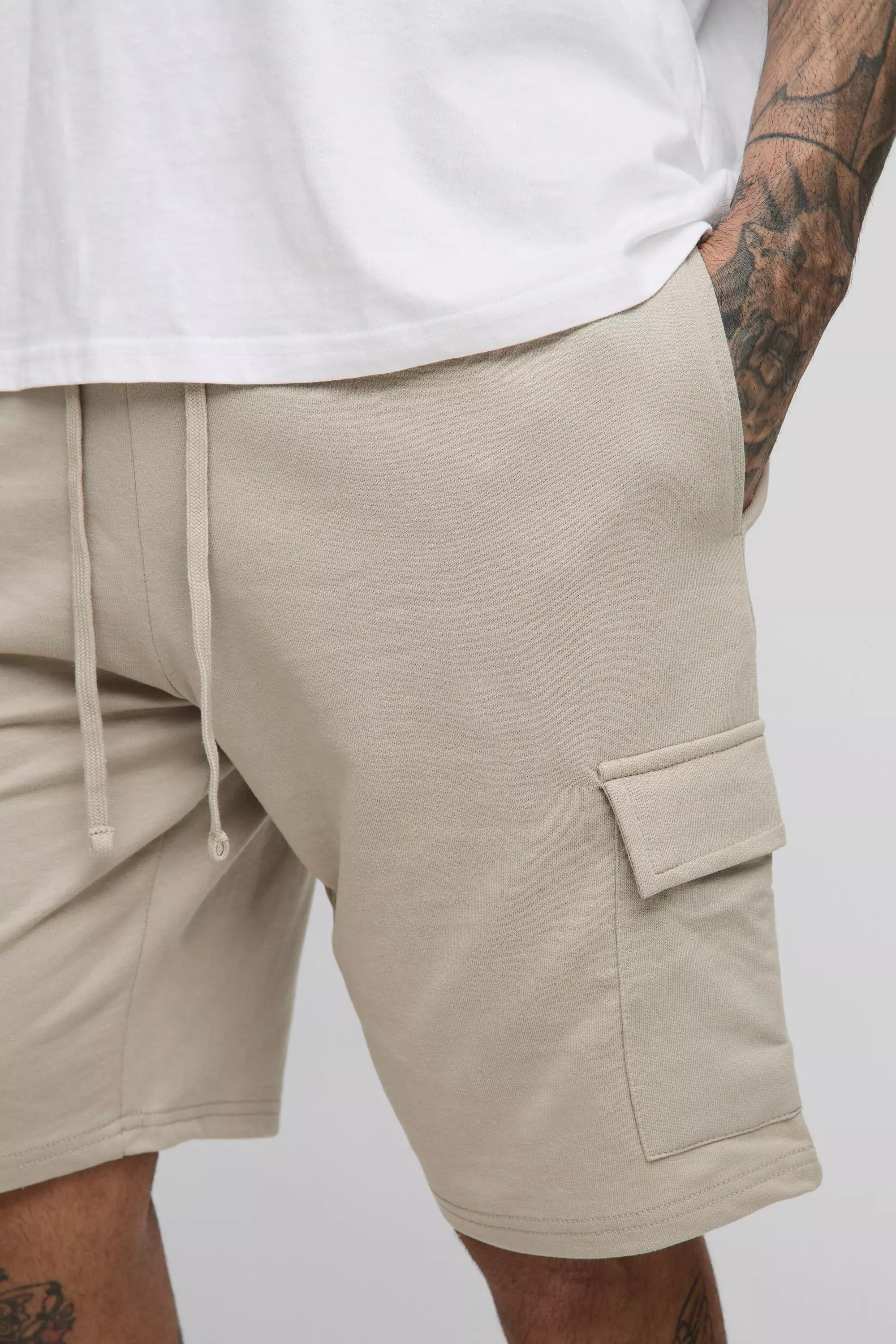 Tall 260GSM Loopback Regular Fit Basic Cargo Shorts | boohooMAN USA
