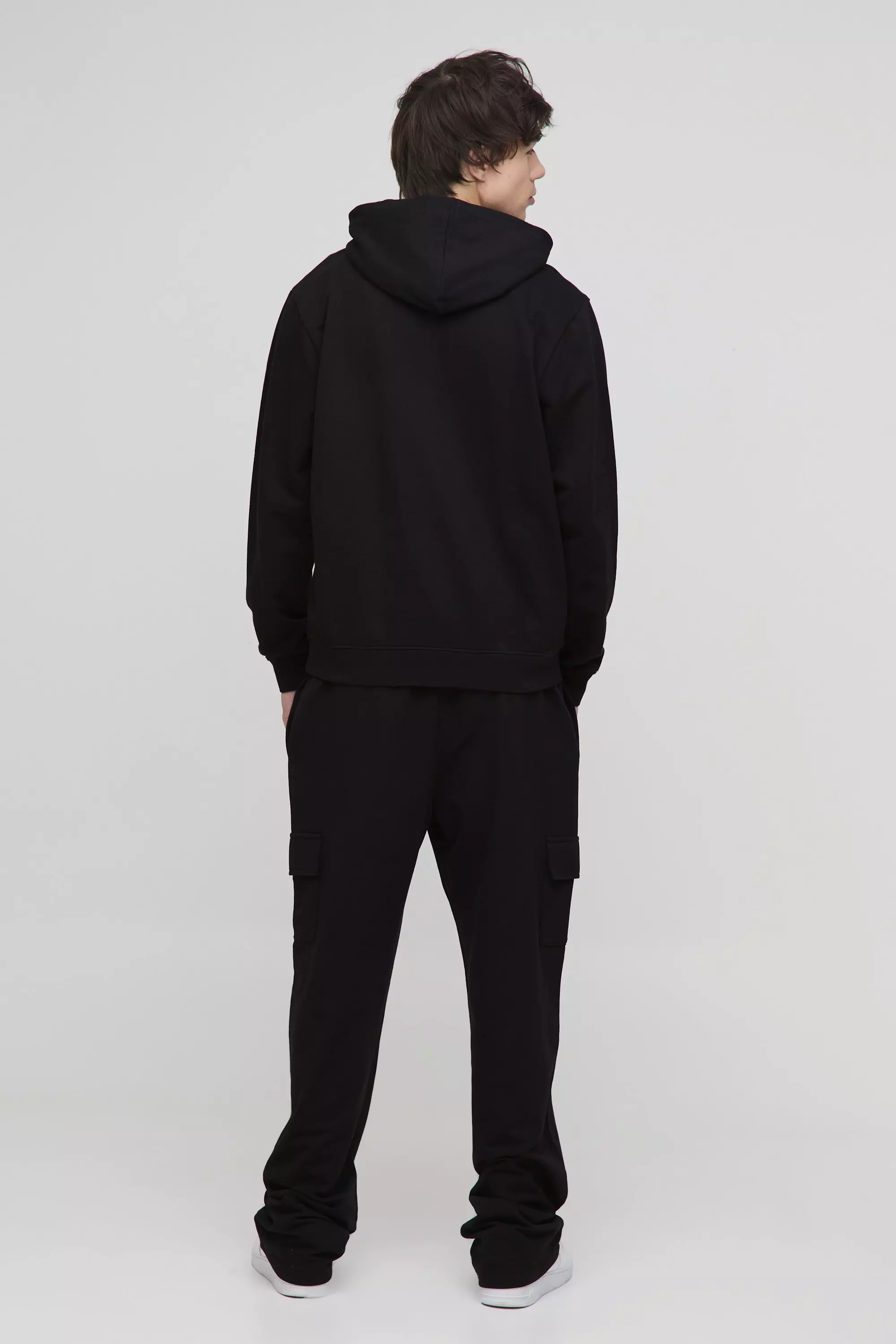 Black Tall 260GSM Loopback Relaxed Fit Cargo Joggers alternative image