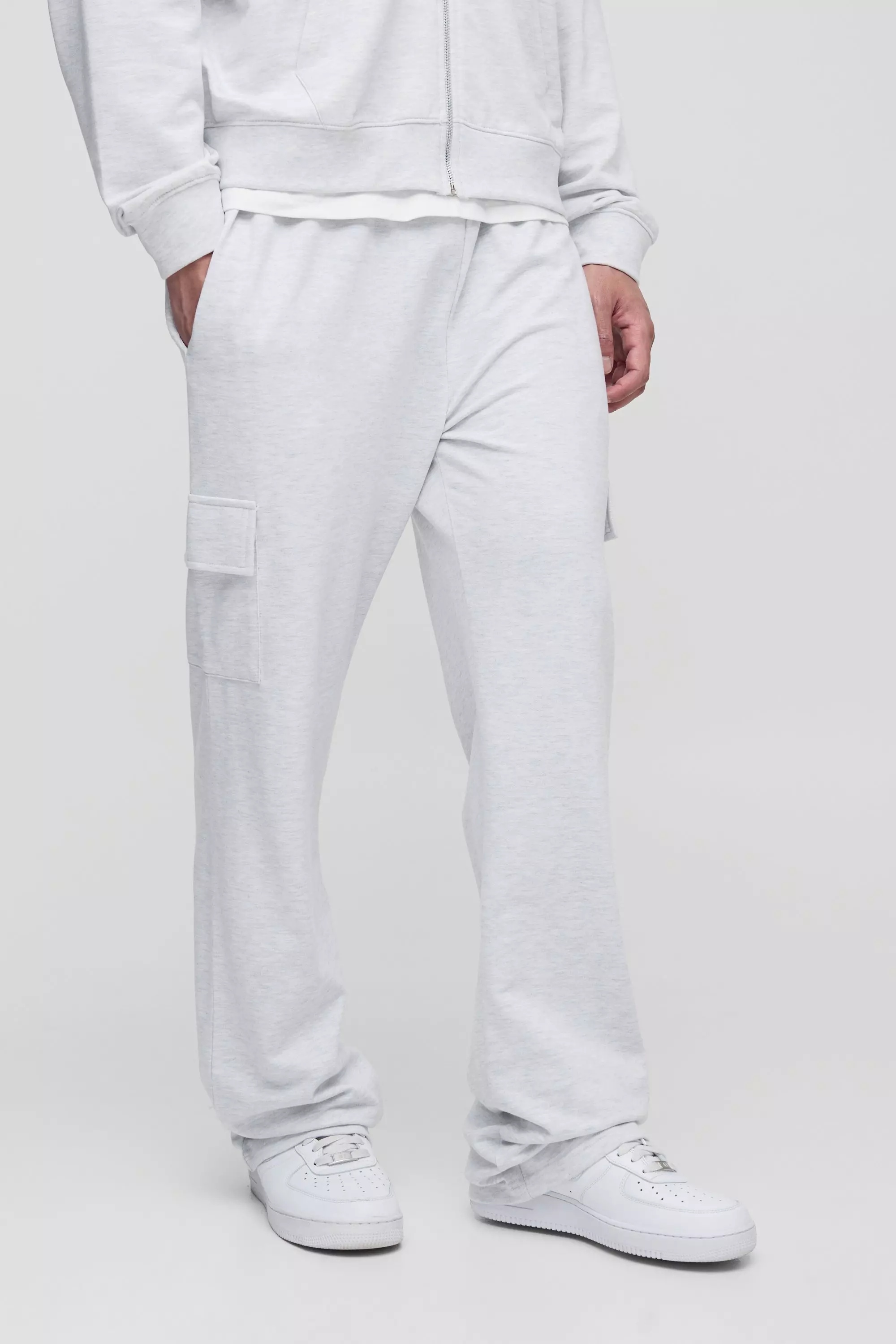 Grey Tall Lightweight Relaxed Fit Cargo Sweatpants