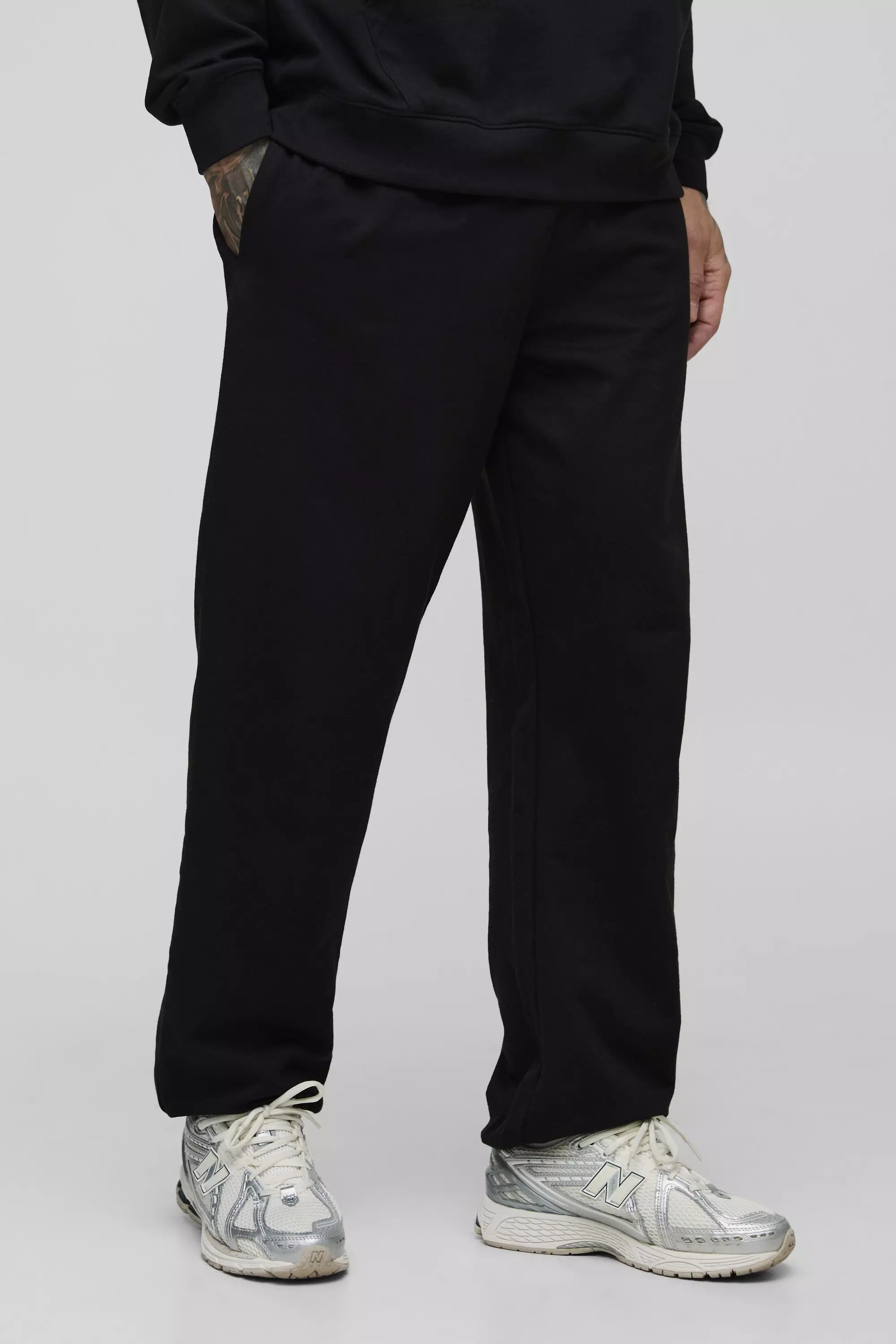 Black Tall 260GSM Loopback Oversized Fit Basic Joggers alternative image
