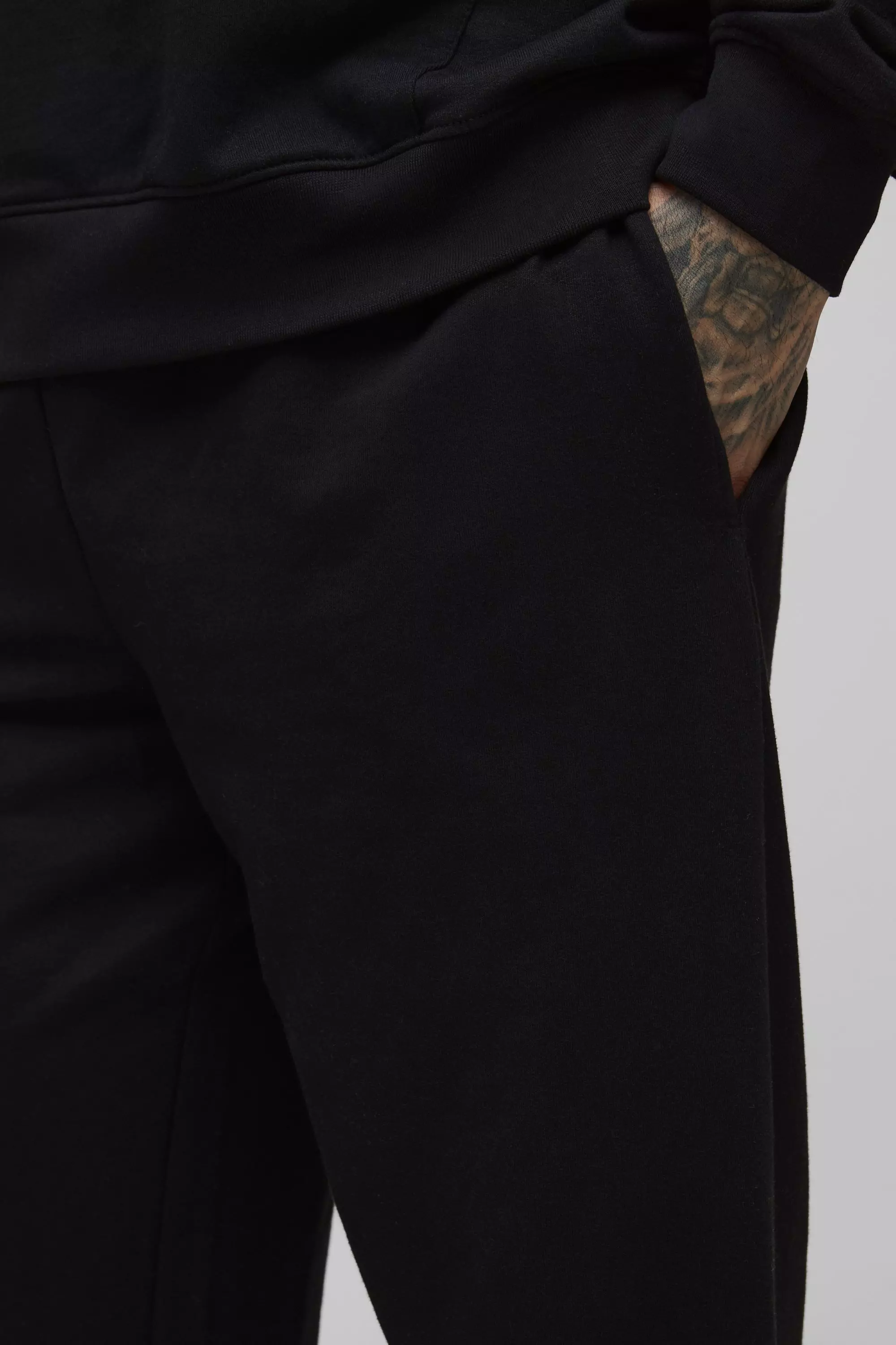 Black Tall 260GSM Loopback Oversized Fit Basic Joggers alternative image