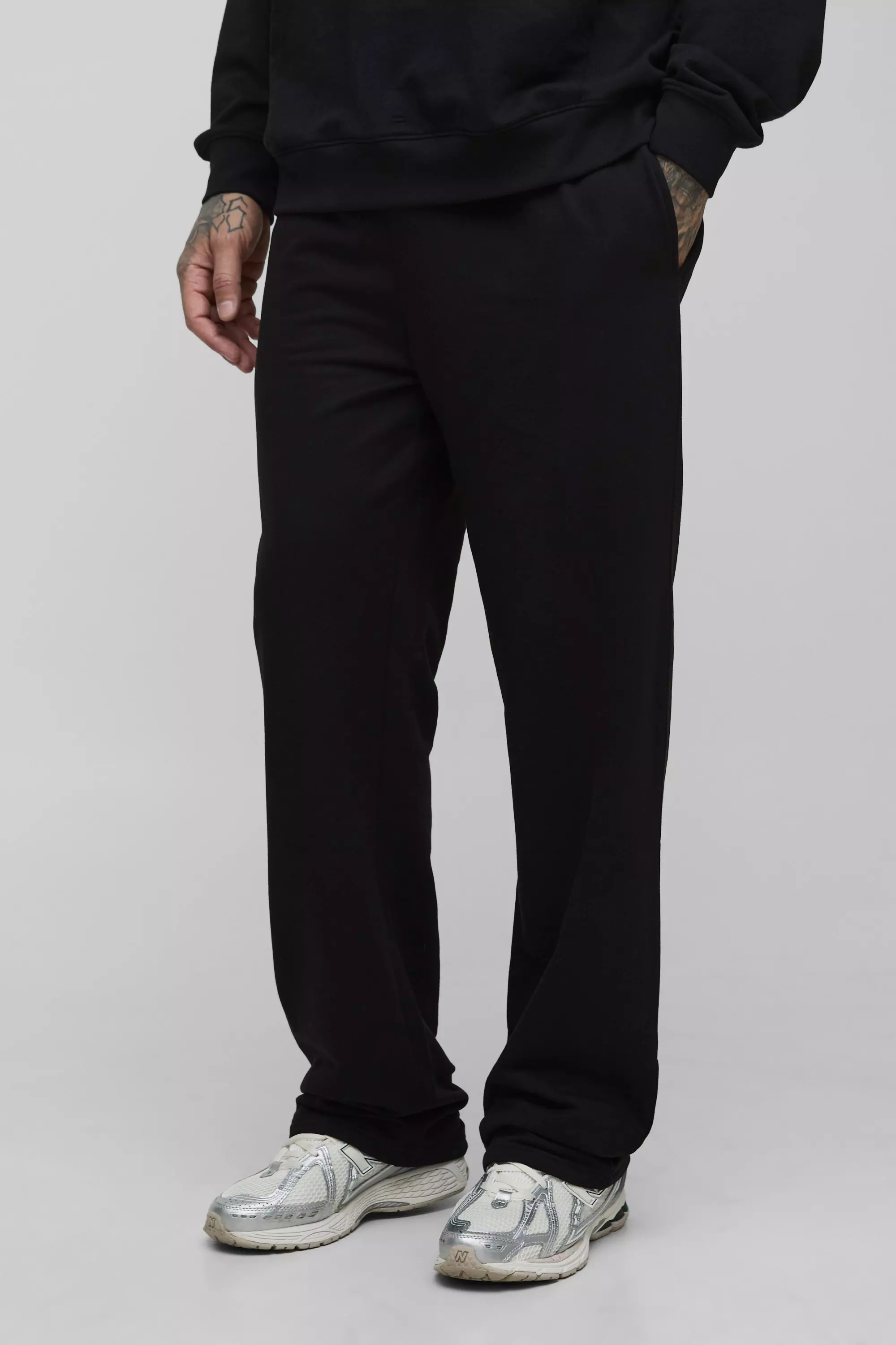 Black Tall 260GSM Loopback Straight Fit Basic Joggers alternative image