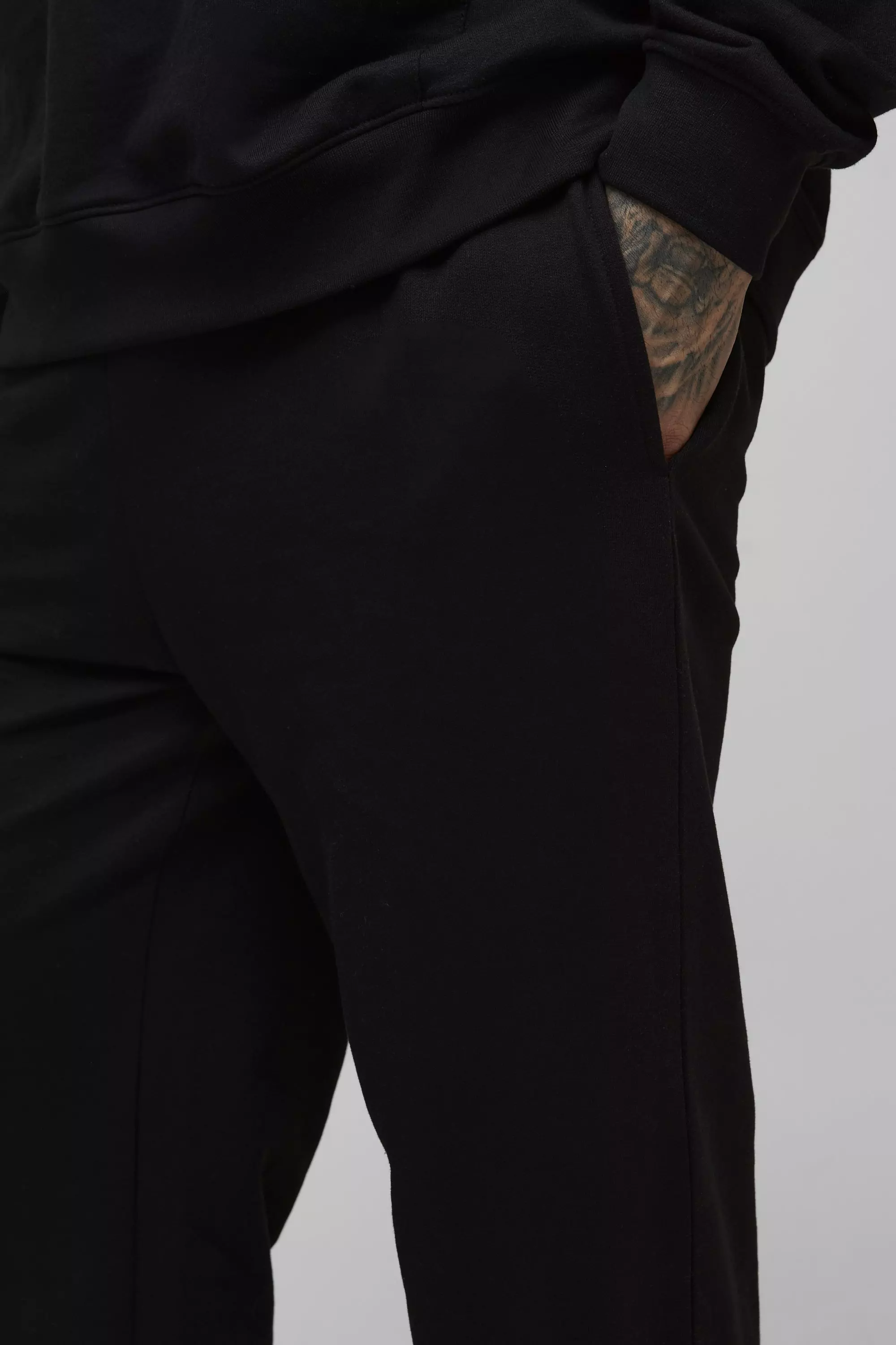 Black Tall 260GSM Loopback Straight Fit Basic Joggers alternative image