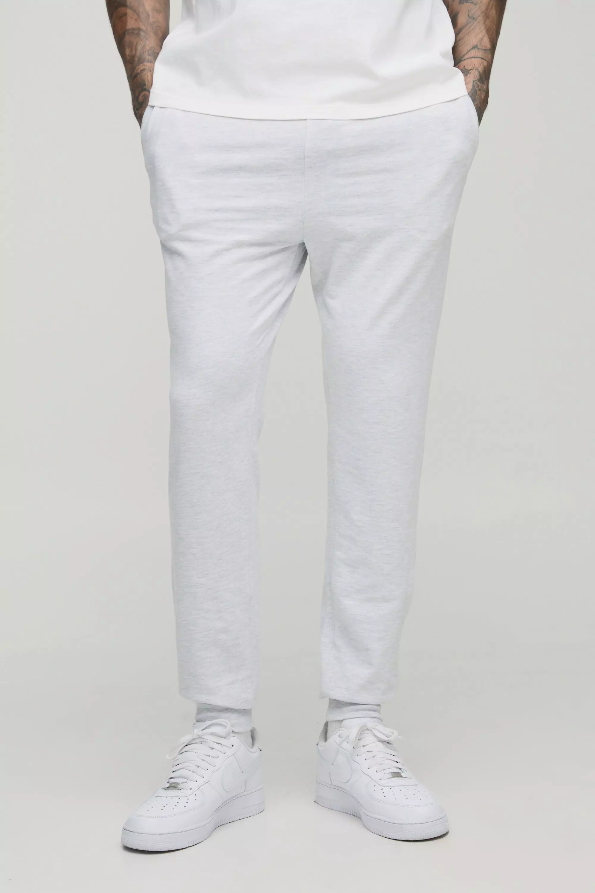 Tall Lightweight Skinny Fit Basic Sweatpants Grey marl