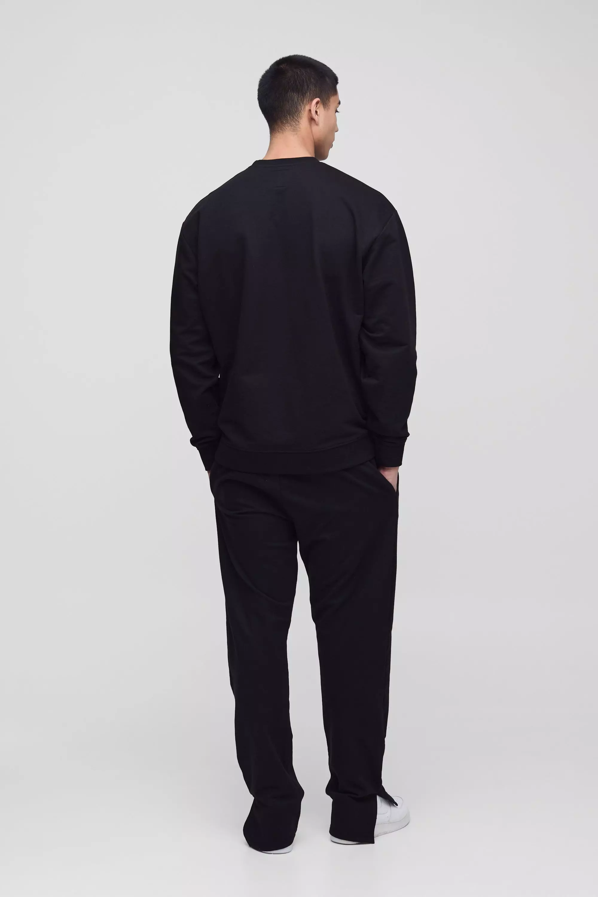 Black Tall 260GSM Loopback Oversized Fit Basic Sweat alternative image