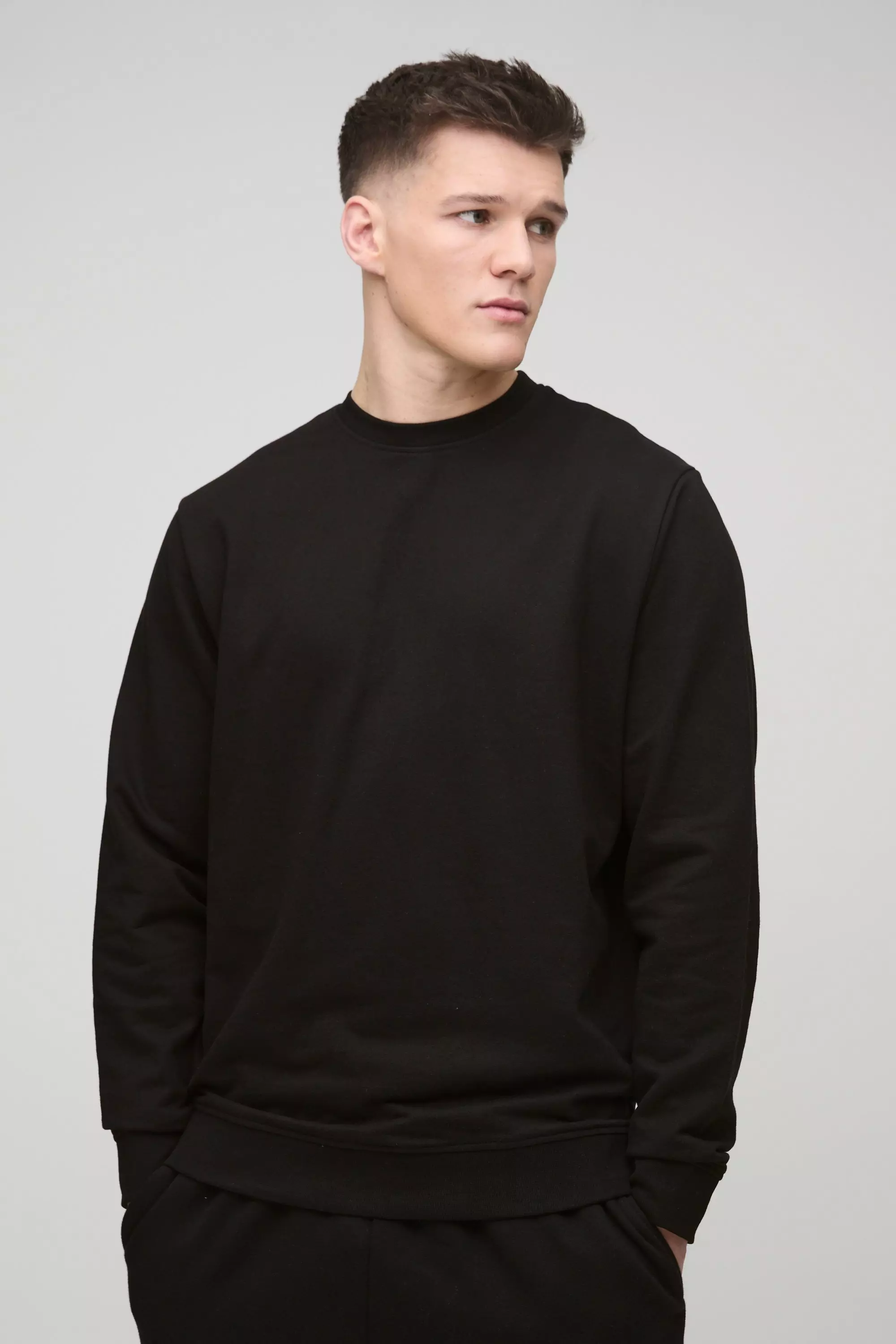 Black Tall 260GSM Loopback Regular Fit Basic Sweat alternative image