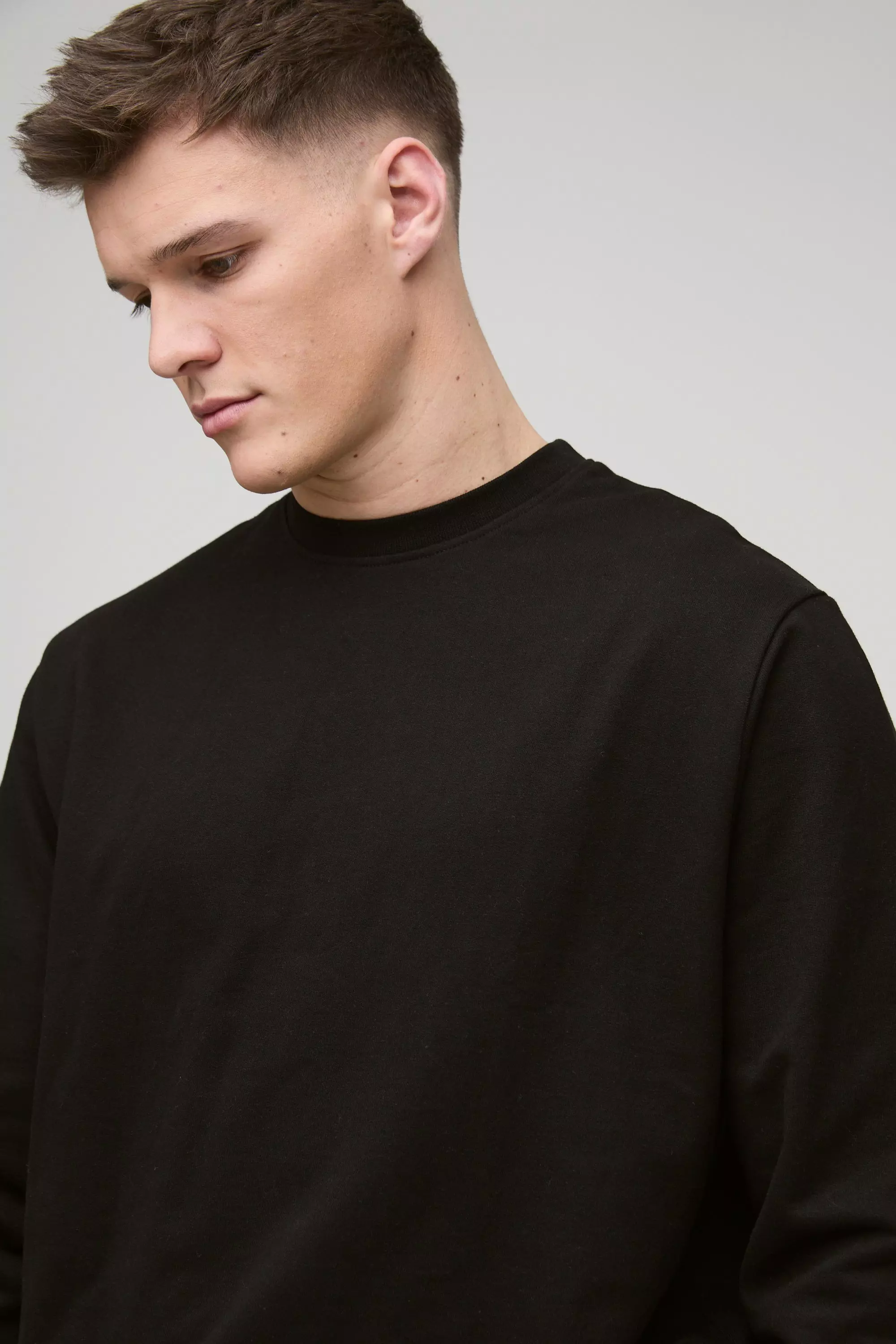 Black Tall 260GSM Loopback Regular Fit Basic Sweat alternative image