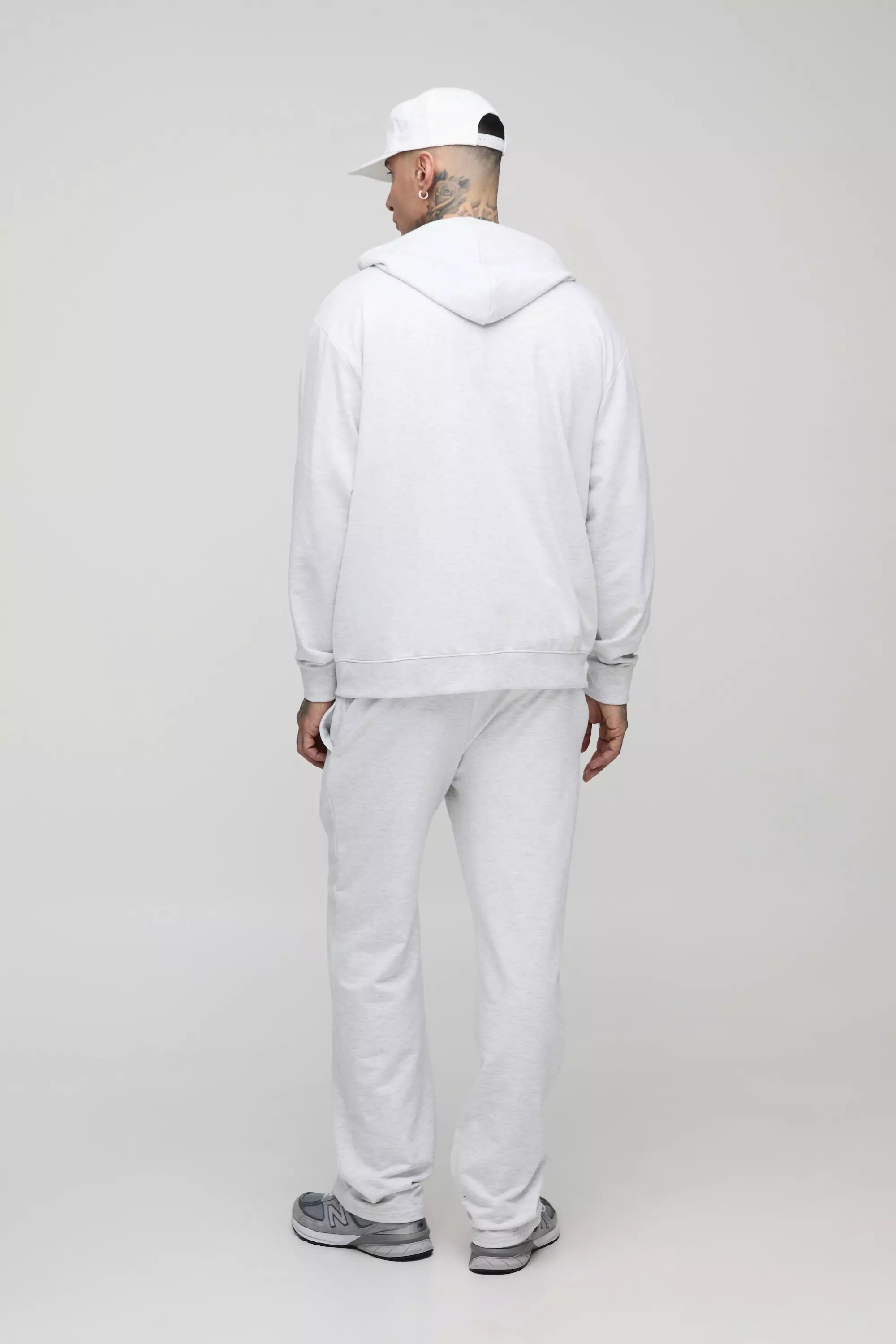 Tall 260GSM Loopback Oversized Fit Basic Zip Through Hoodie | boohooMAN USA