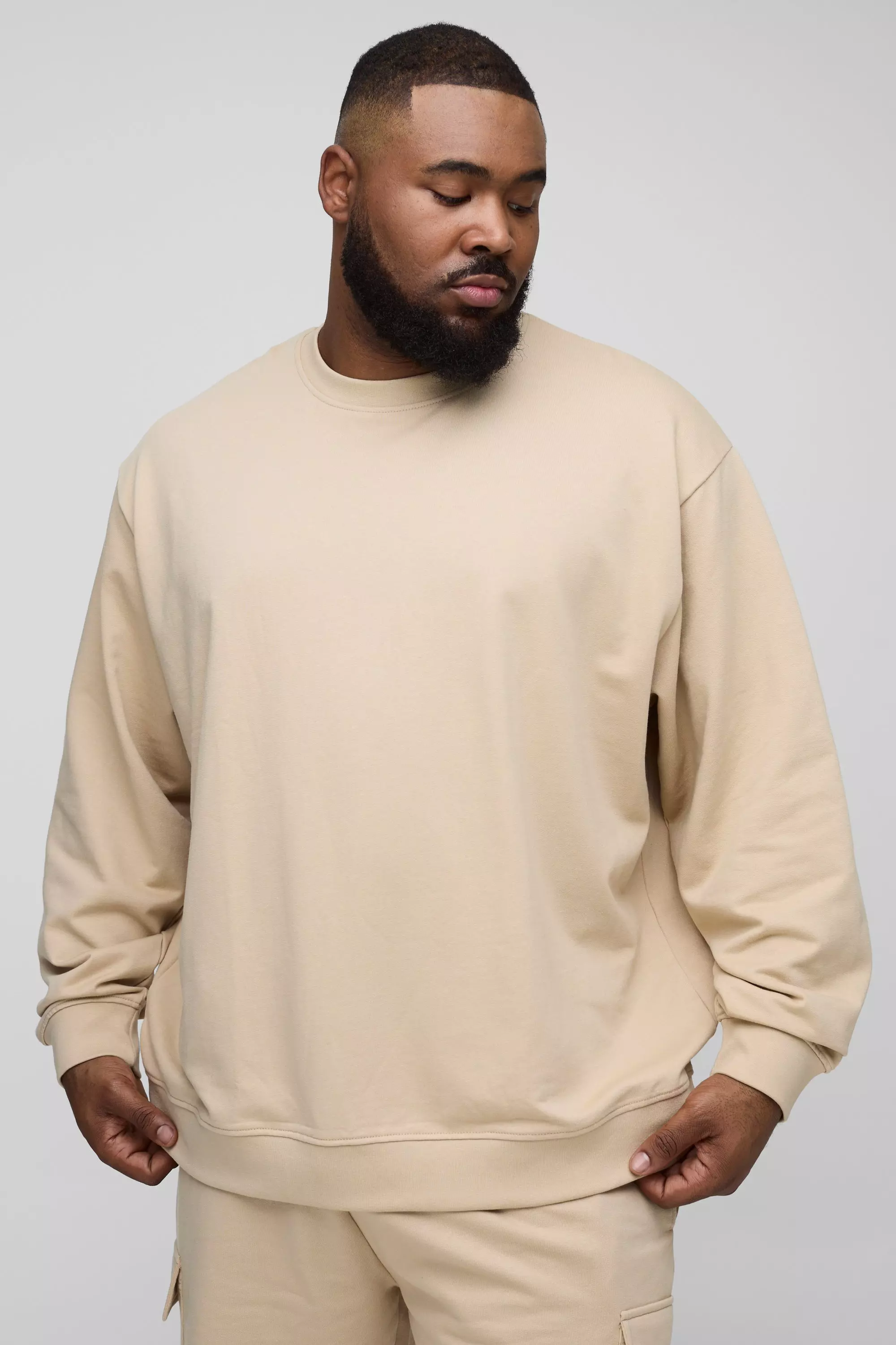 Taupe Plus 260GSM Loopback Oversized Fit Basic Sweat alternative image