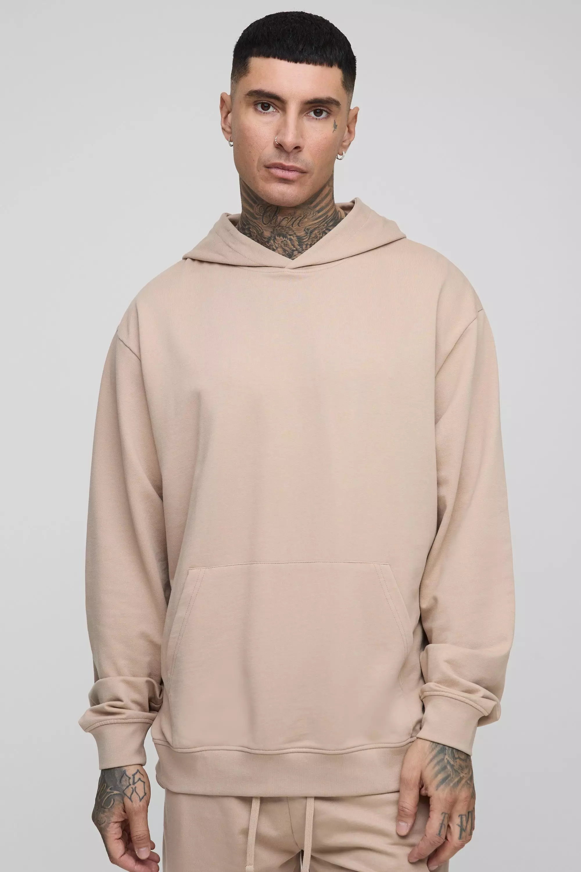 Mocha Tall 260GSM Loopback Oversized Fit Basic Hoodie alternative image
