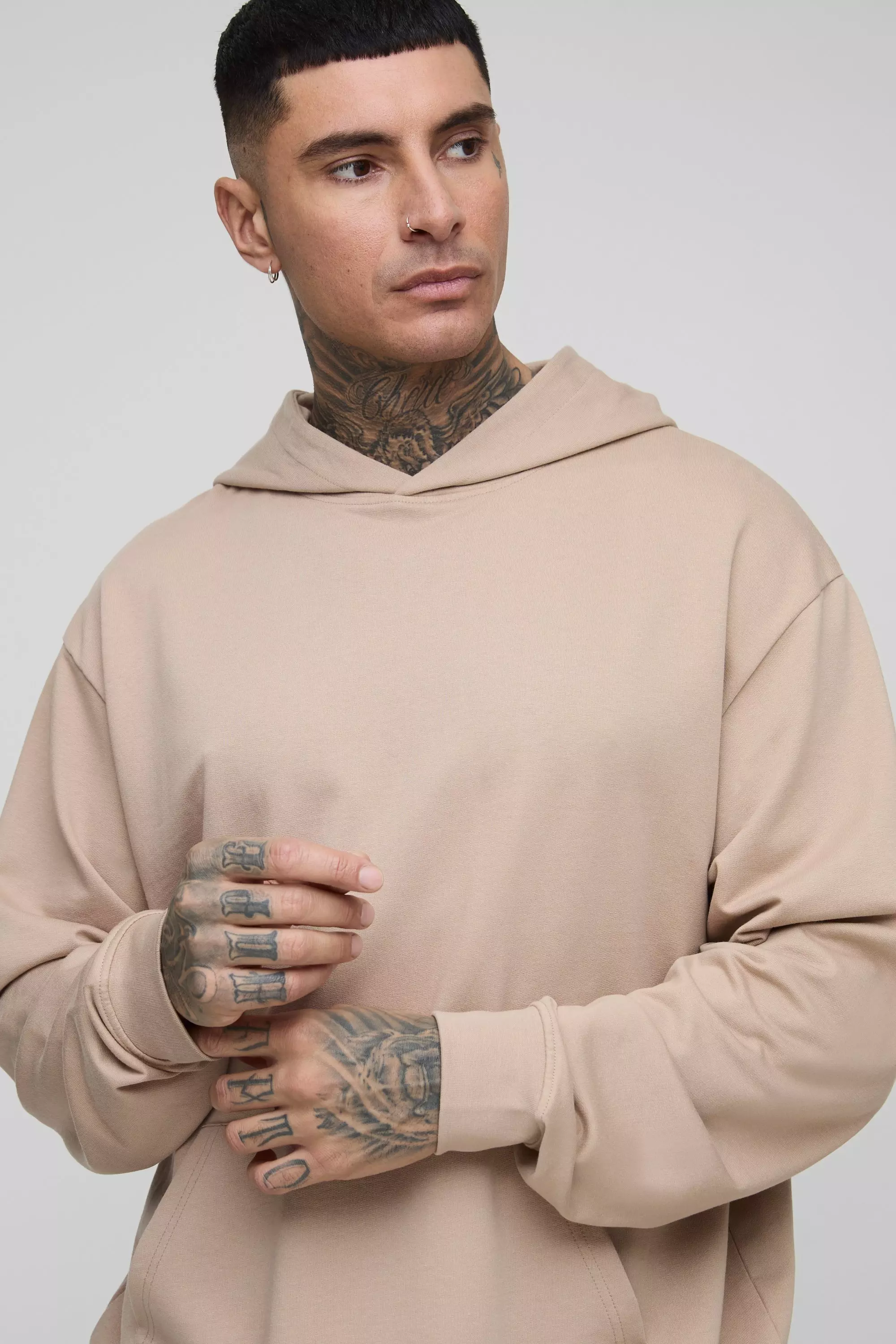 Mocha Tall 260GSM Loopback Oversized Fit Basic Hoodie alternative image