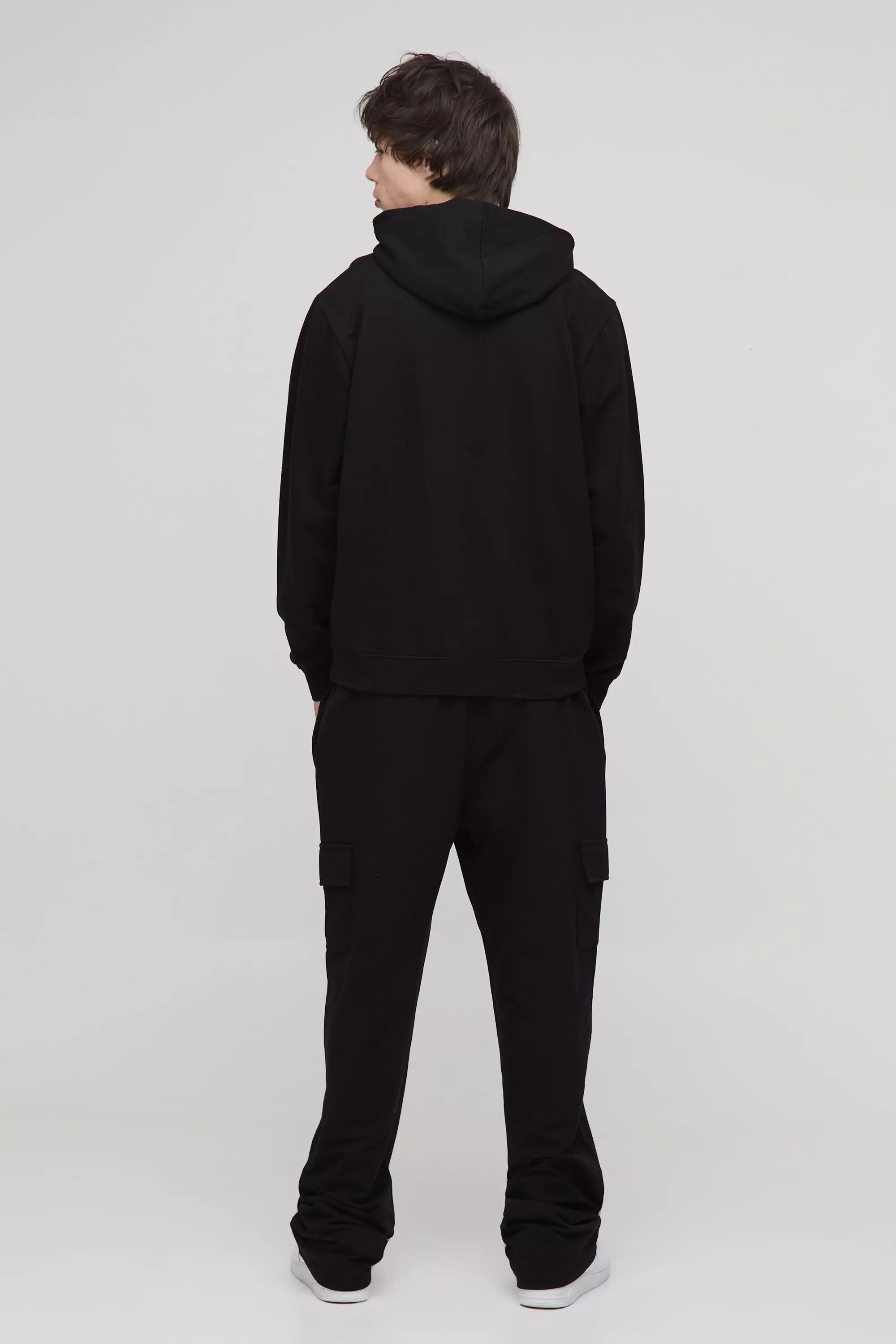 Black Tall 260GSM Loopback Regular Fit Basic Hoodie alternative image