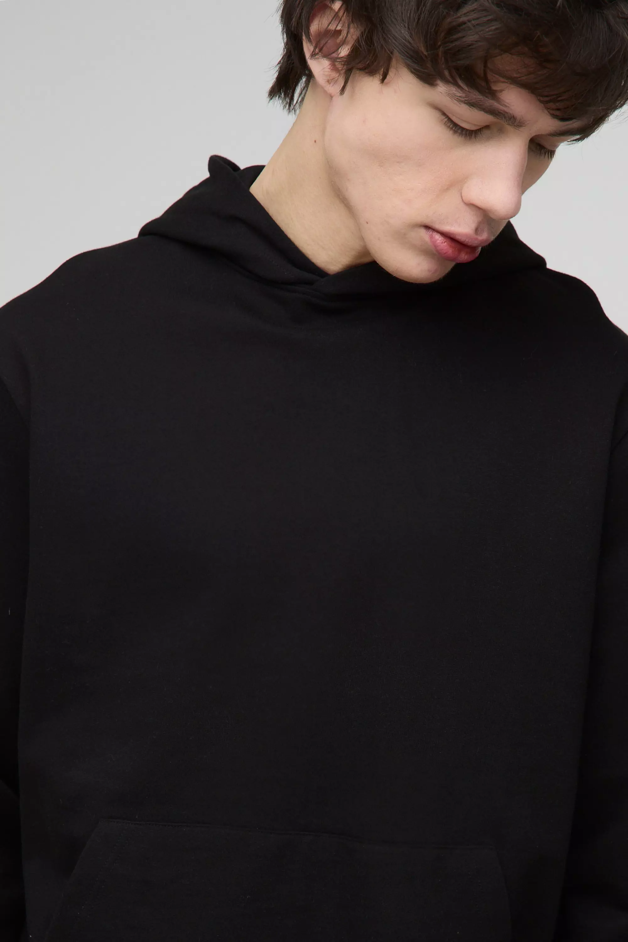 Black Tall 260GSM Loopback Regular Fit Basic Hoodie alternative image