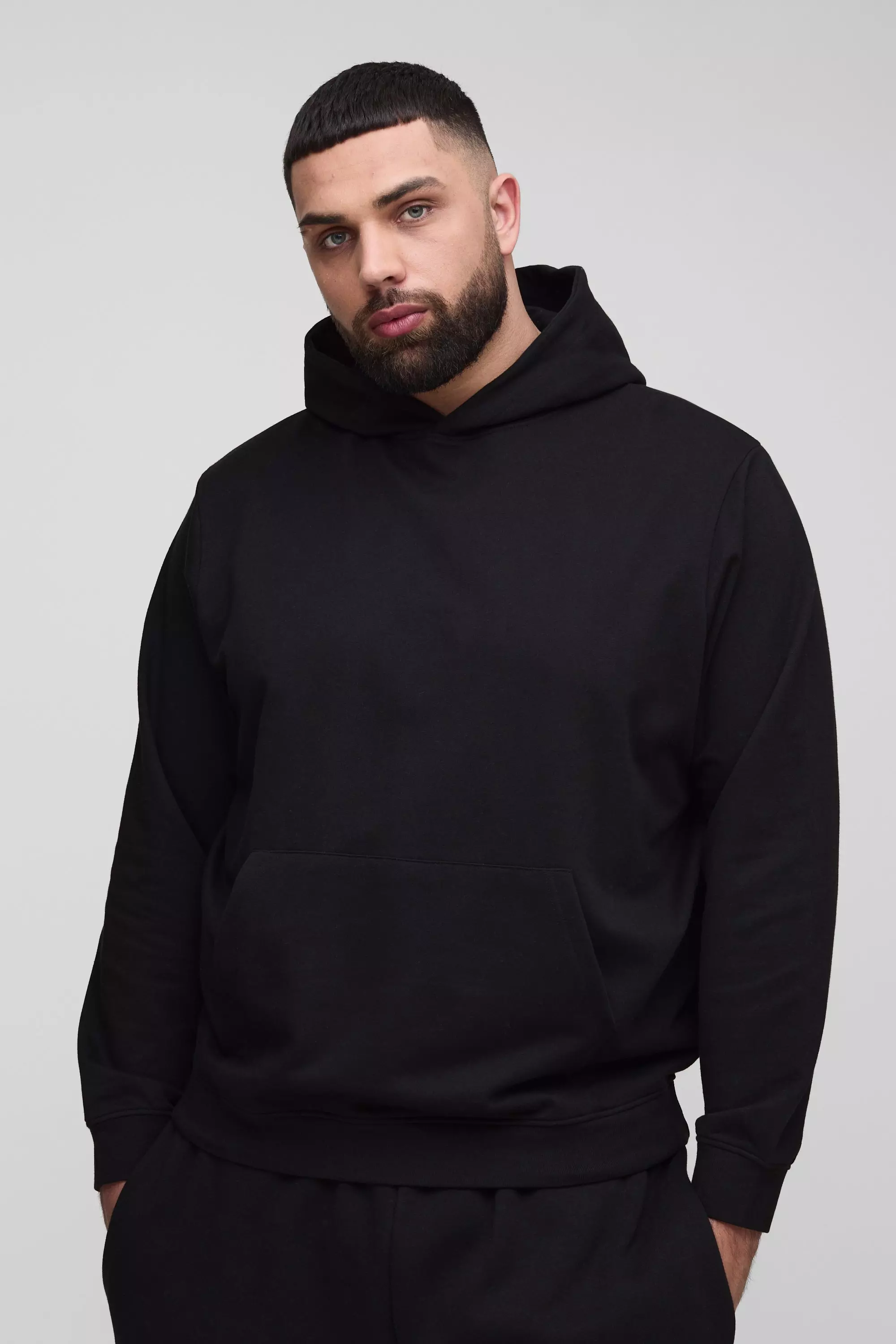 Black Plus 260GSM Loopback Regular Fit Basic Hoodie alternative image