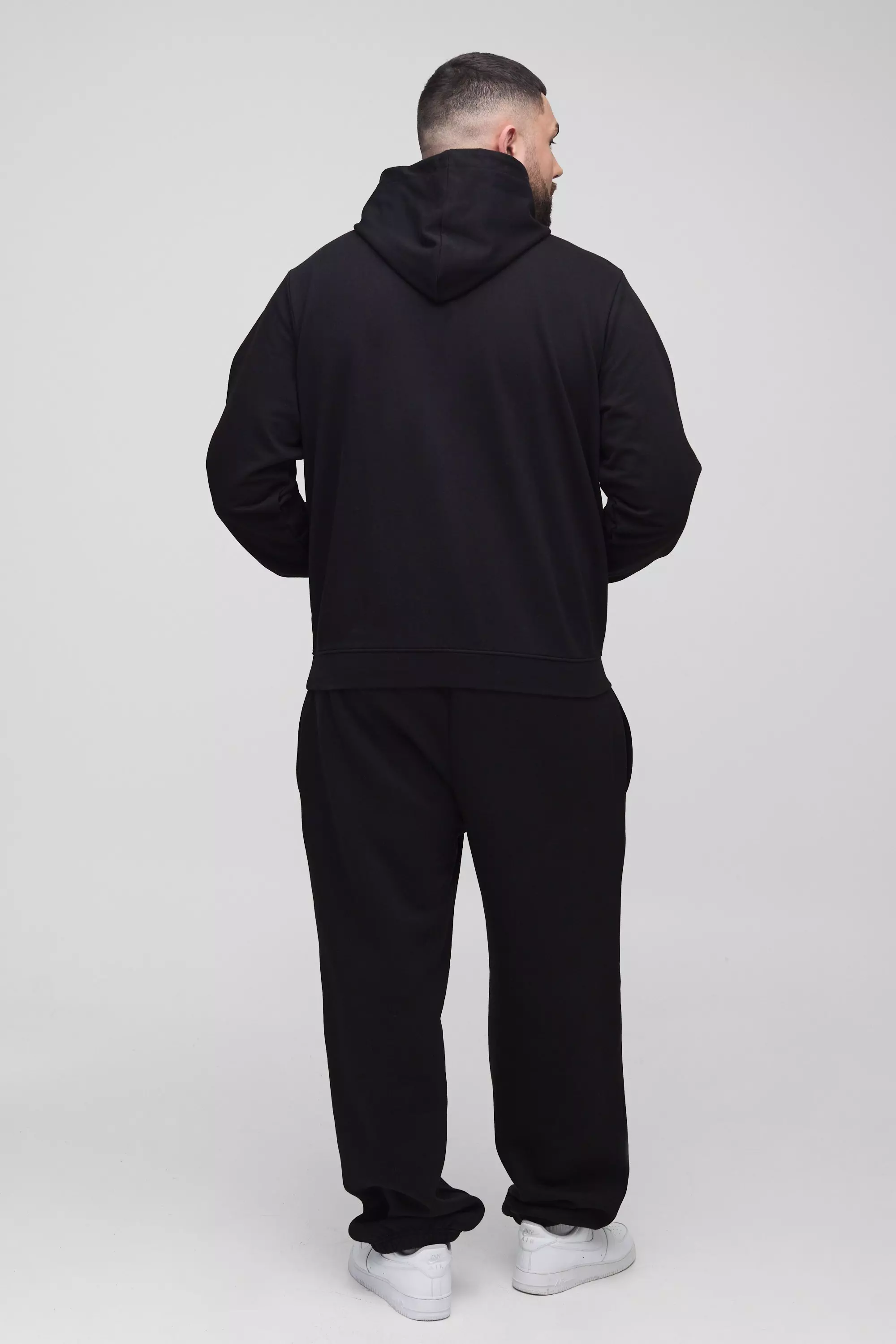 Black Plus 260GSM Loopback Regular Fit Basic Hoodie alternative image