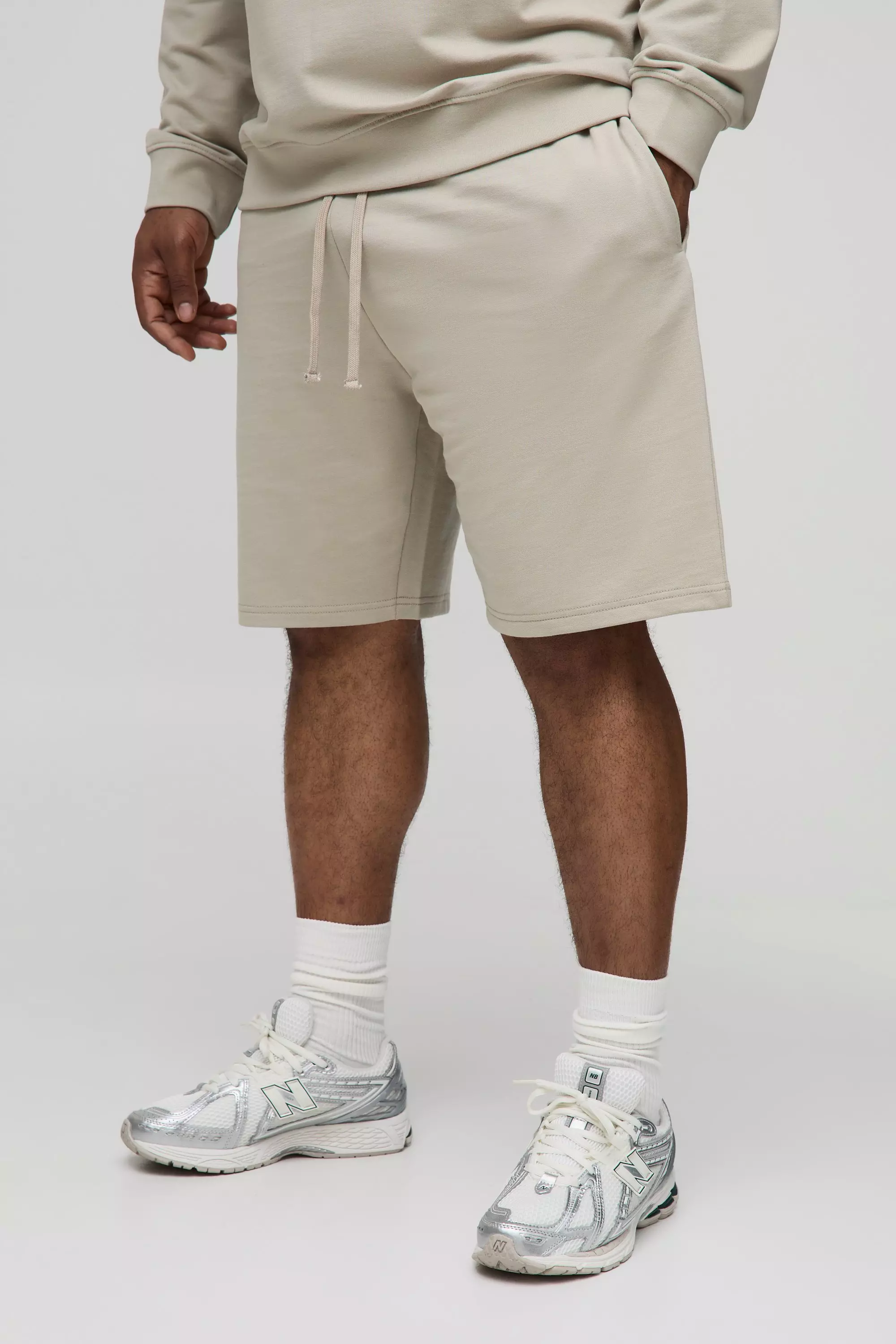 Plus 260GSM Loopback Regular Fit Basic Shorts Light khaki