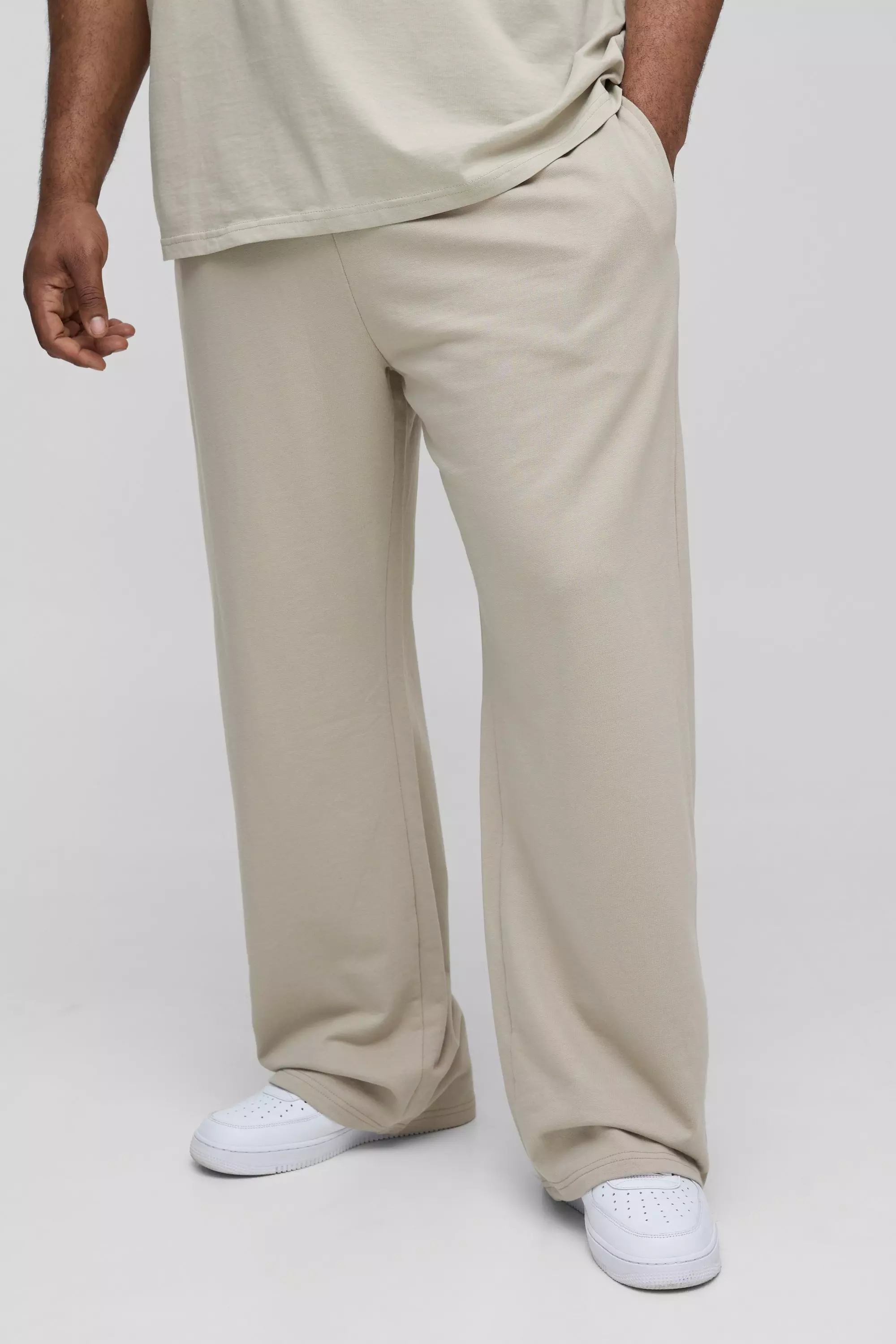Light khaki Plus 260GSM Loopback Straight Fit Basic Joggers alternative image