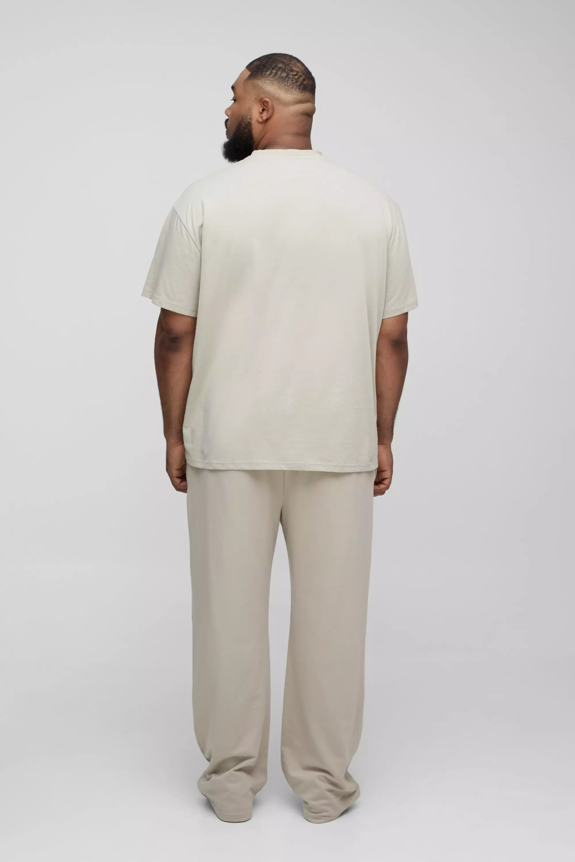 Light khaki Plus 260GSM Loopback Straight Fit Basic Joggers alternative image