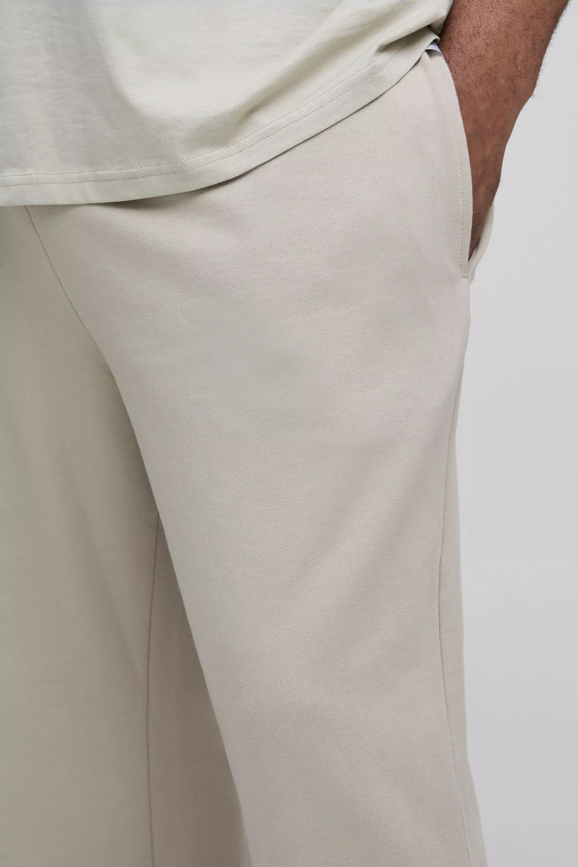 Light khaki Plus 260GSM Loopback Straight Fit Basic Joggers alternative image
