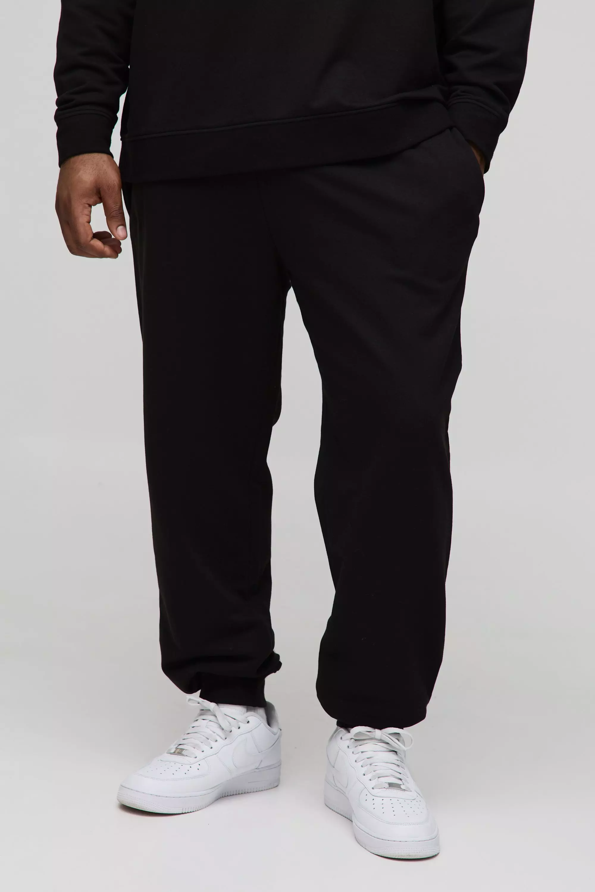 Black Plus 260GSM Loopback Regular Fit Basic Joggers alternative image
