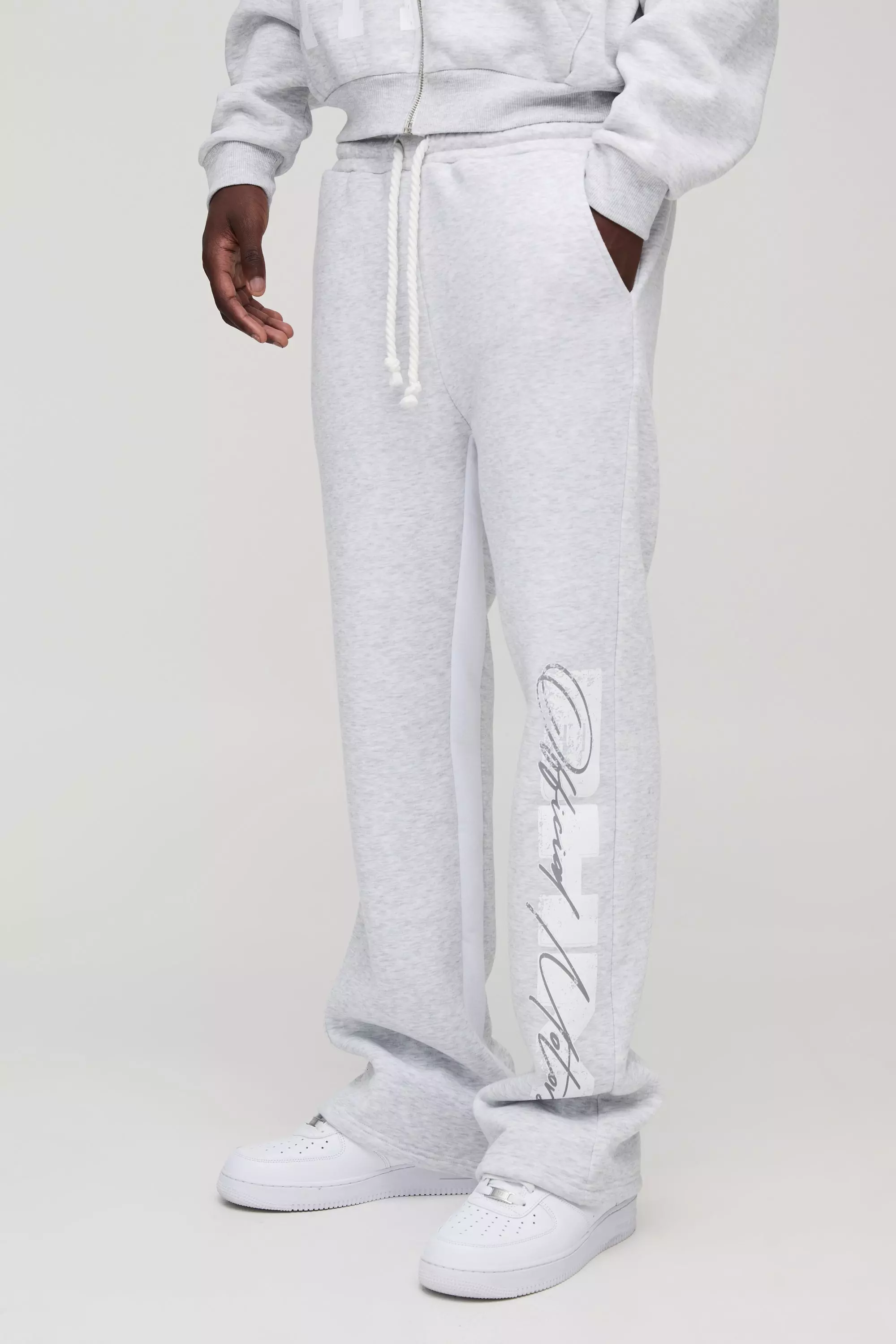 Grey marl Regular Fit BHM Gusset Sweatpants alternative image