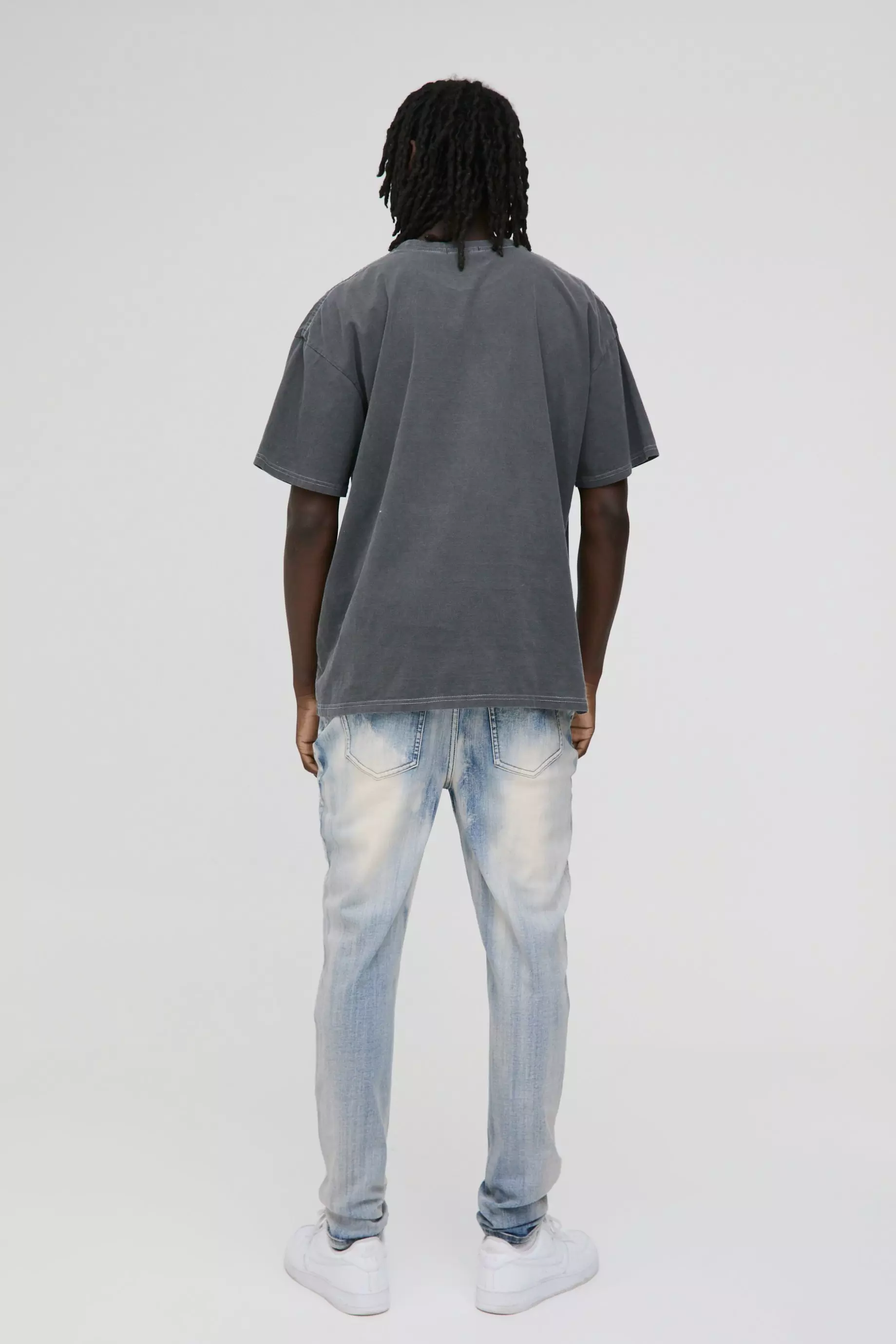 Skinny Fit PU Cross Applique Jeans | boohooMAN USA