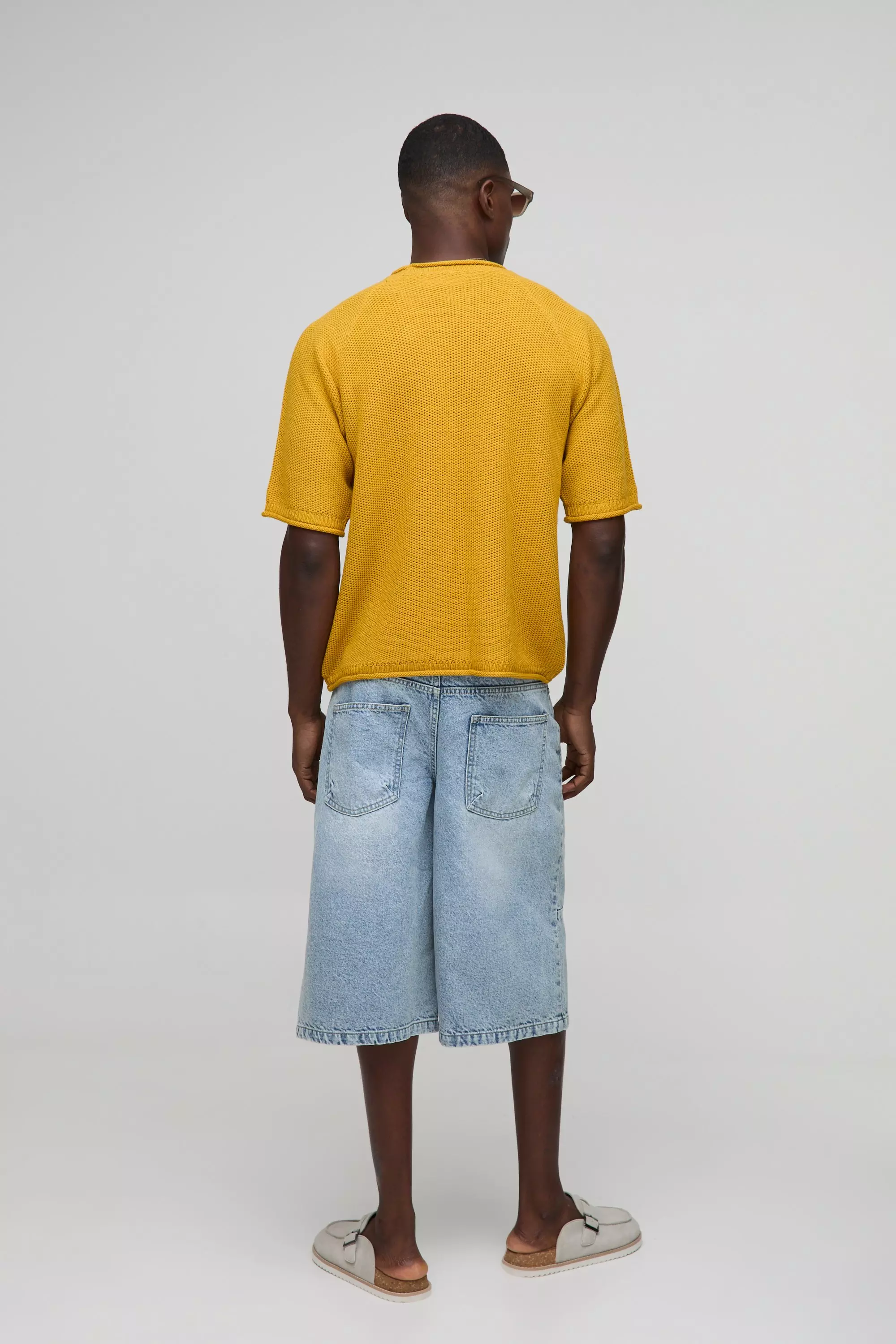 Kastiges Strick T-Shirt in Waffeloptik, Mustard alternatives Bild