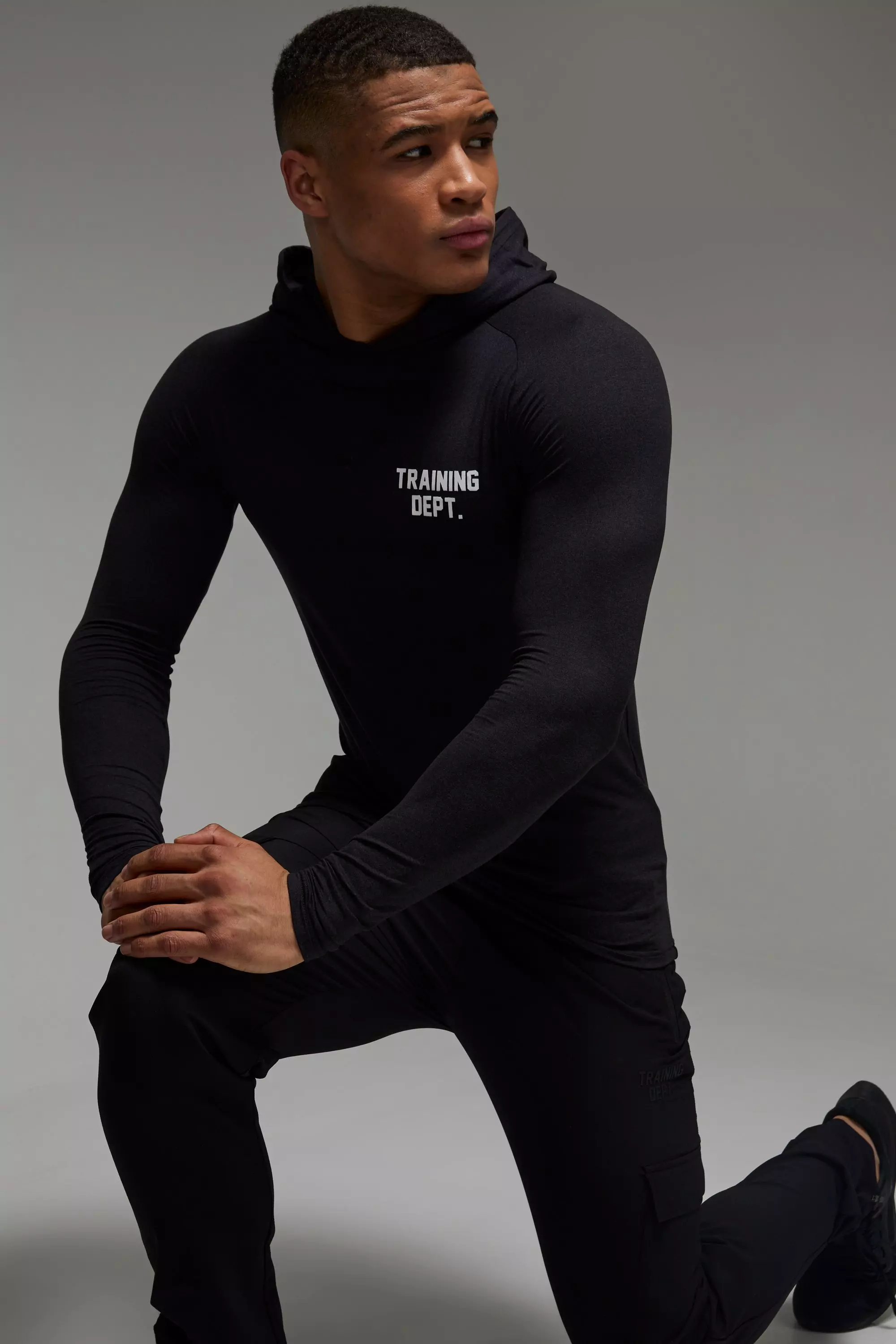 Man Active Lightweight Hoodie, Black alternatives Bild