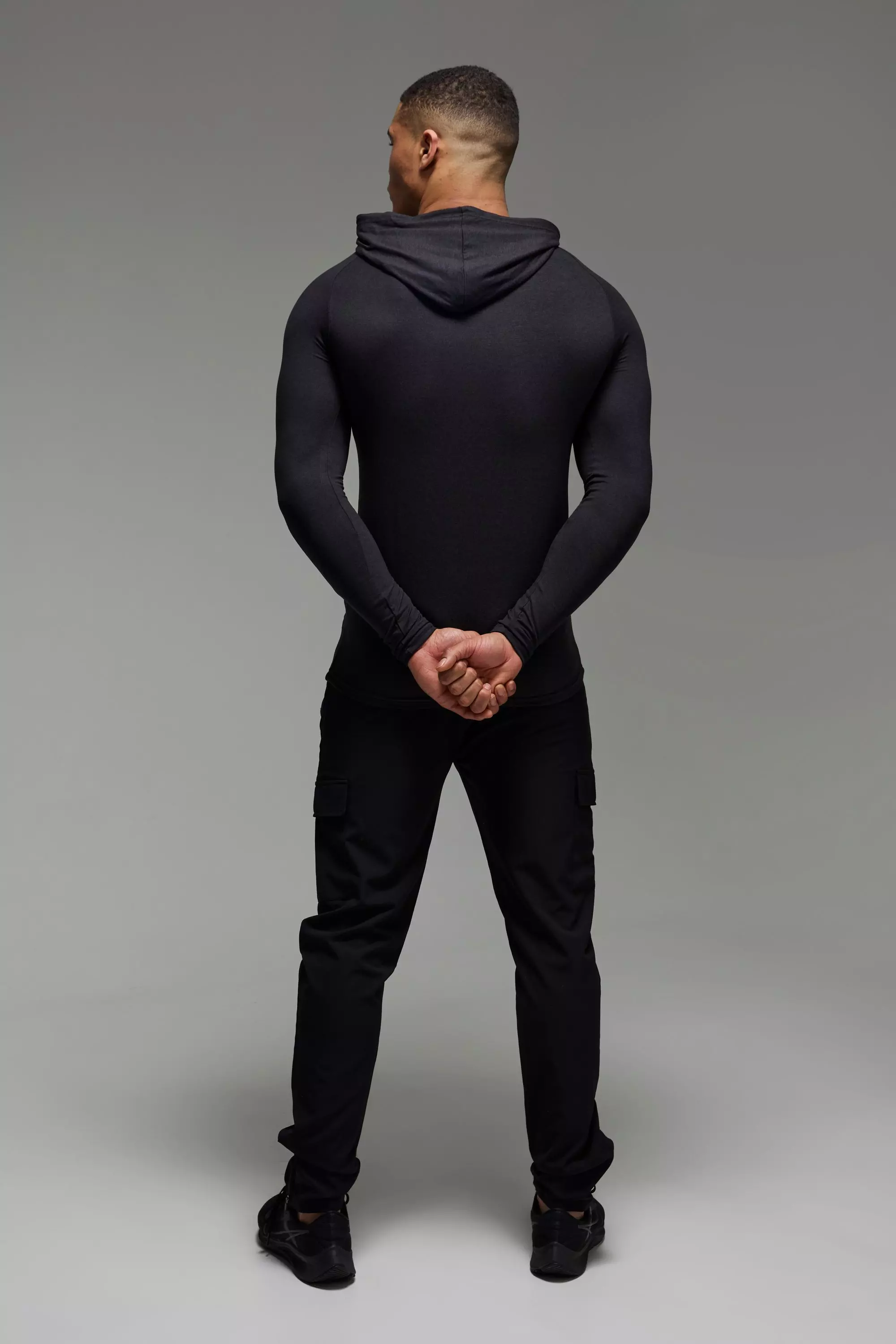 Man Active Lightweight Hoodie, Black alternatives Bild