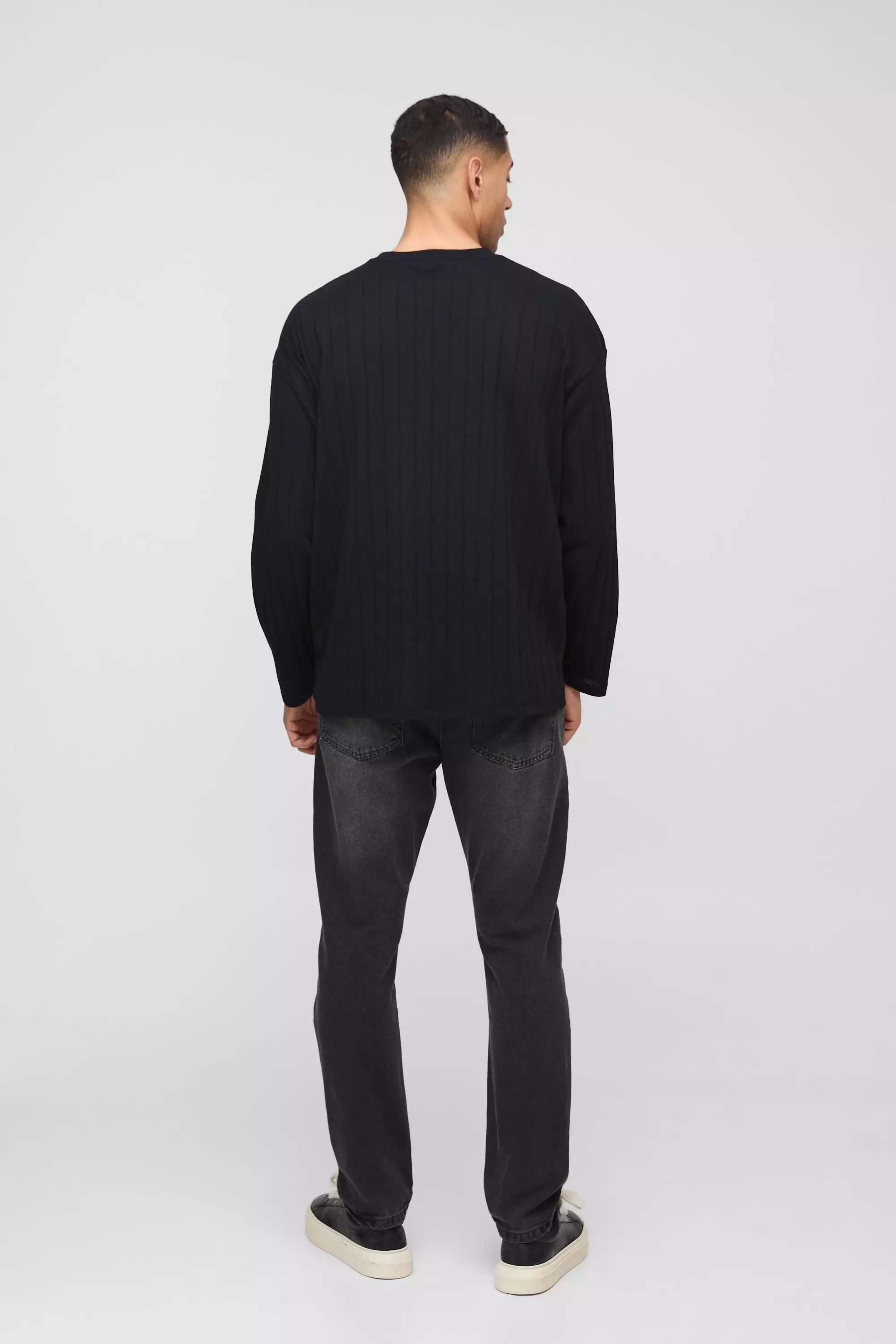 Langärmliges Oversize T-Shirt mit Taschen-Detail, Black alternatives Bild