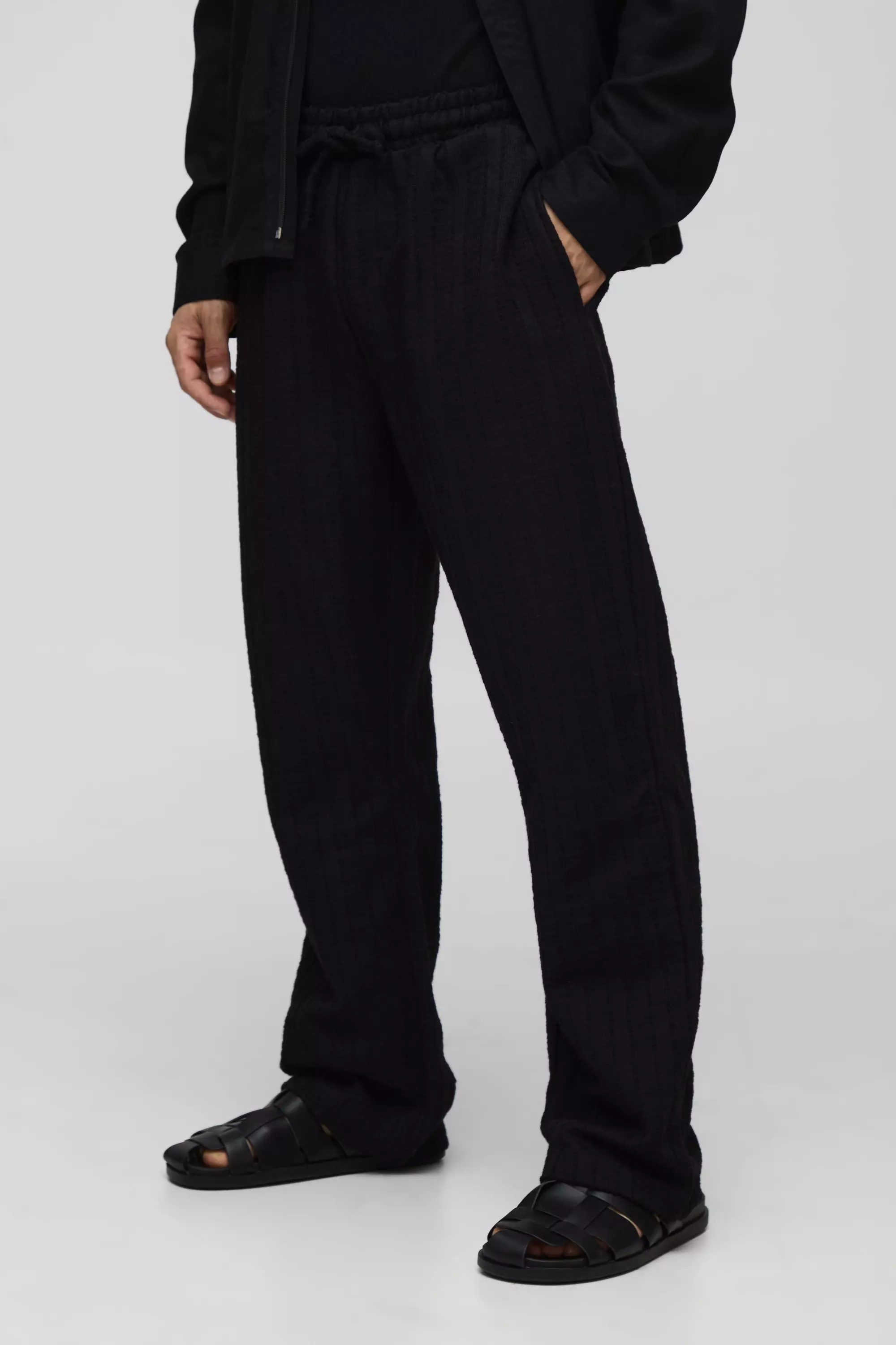 Black Straight Leg Jacquard Stripe Joggers alternative image