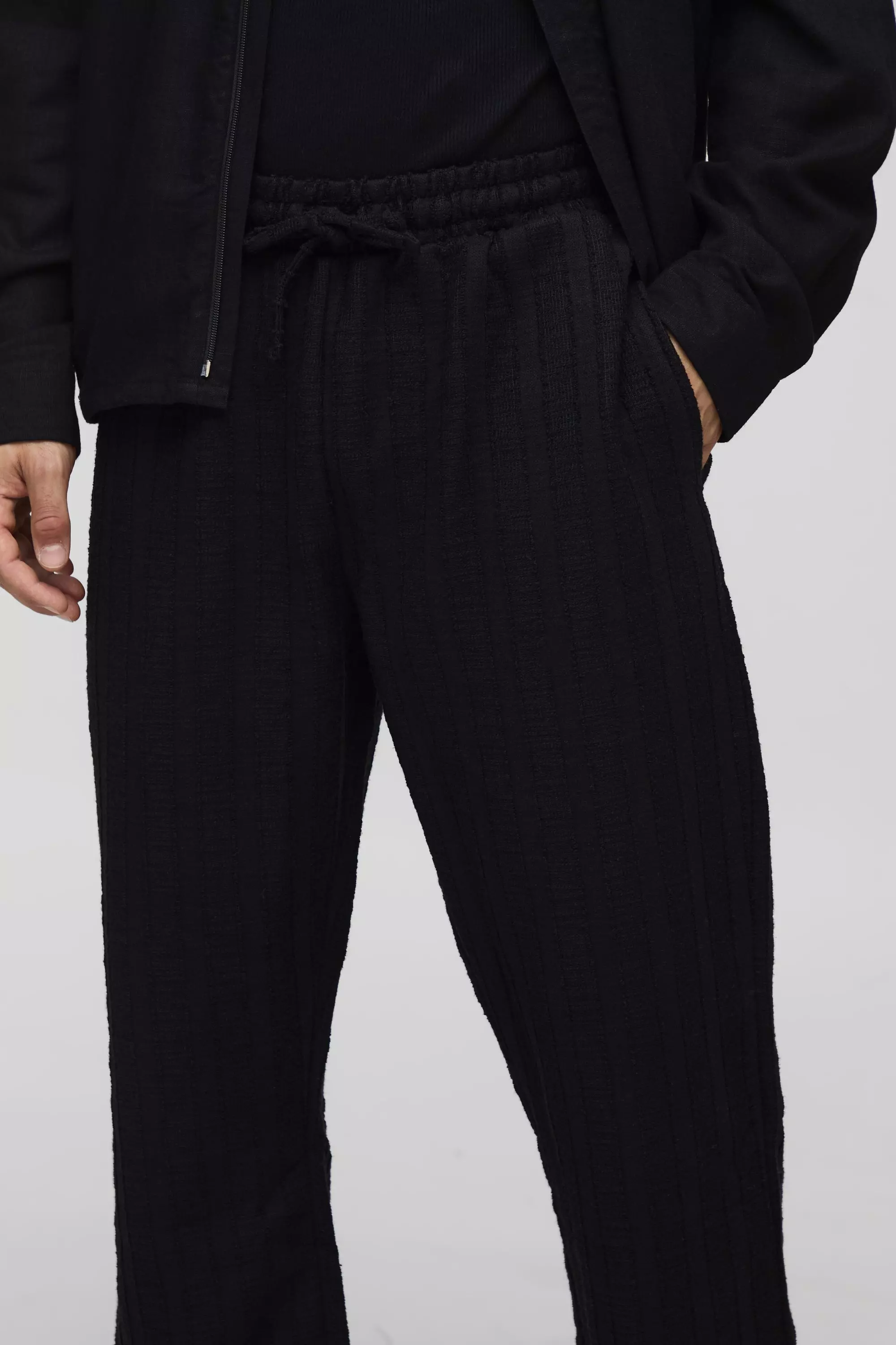 Black Straight Leg Jacquard Stripe Joggers alternative image