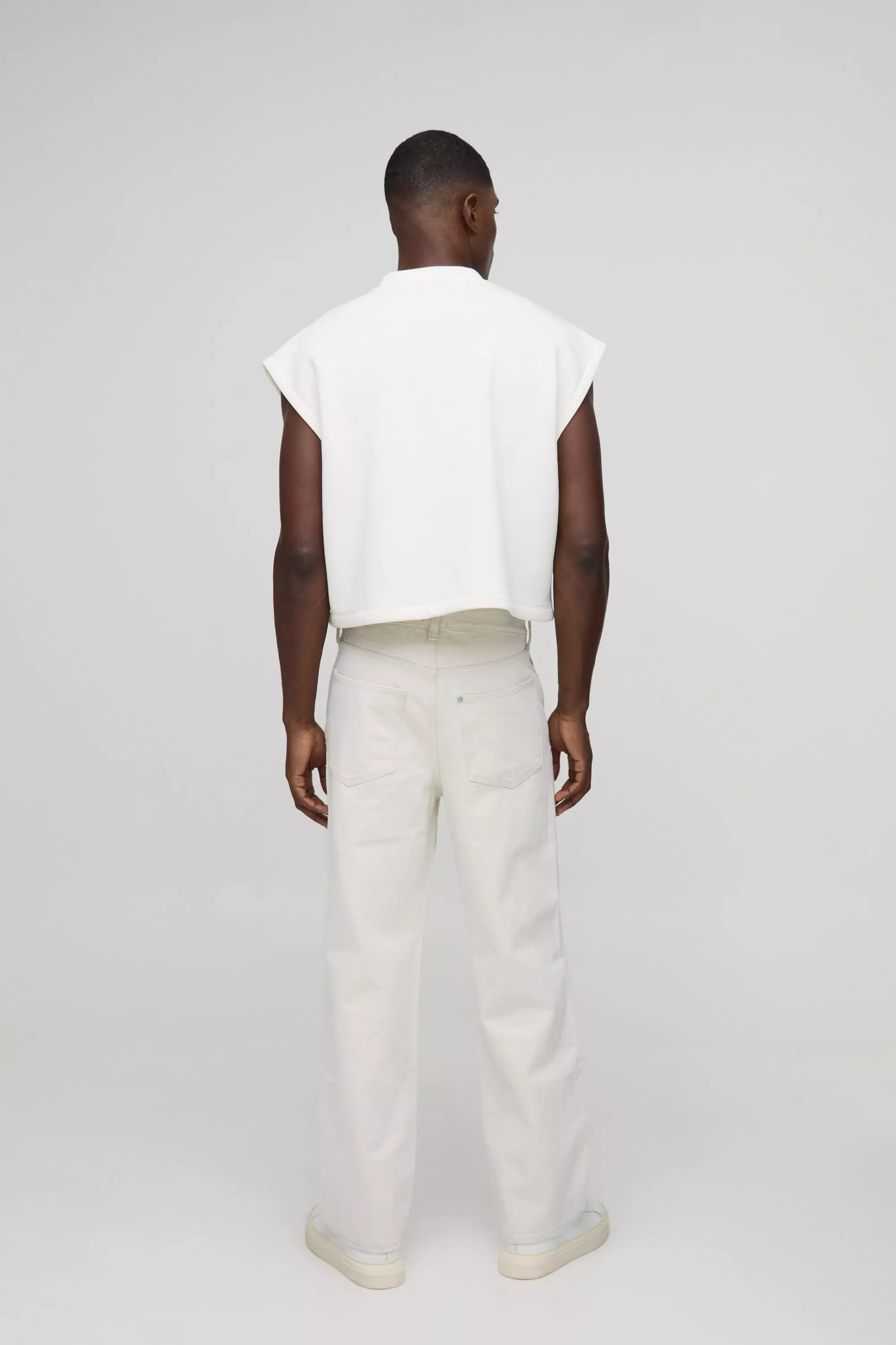 Oversized Boxy Cropped V Neck Sweatshirt Undershirt | boohooMAN USA
