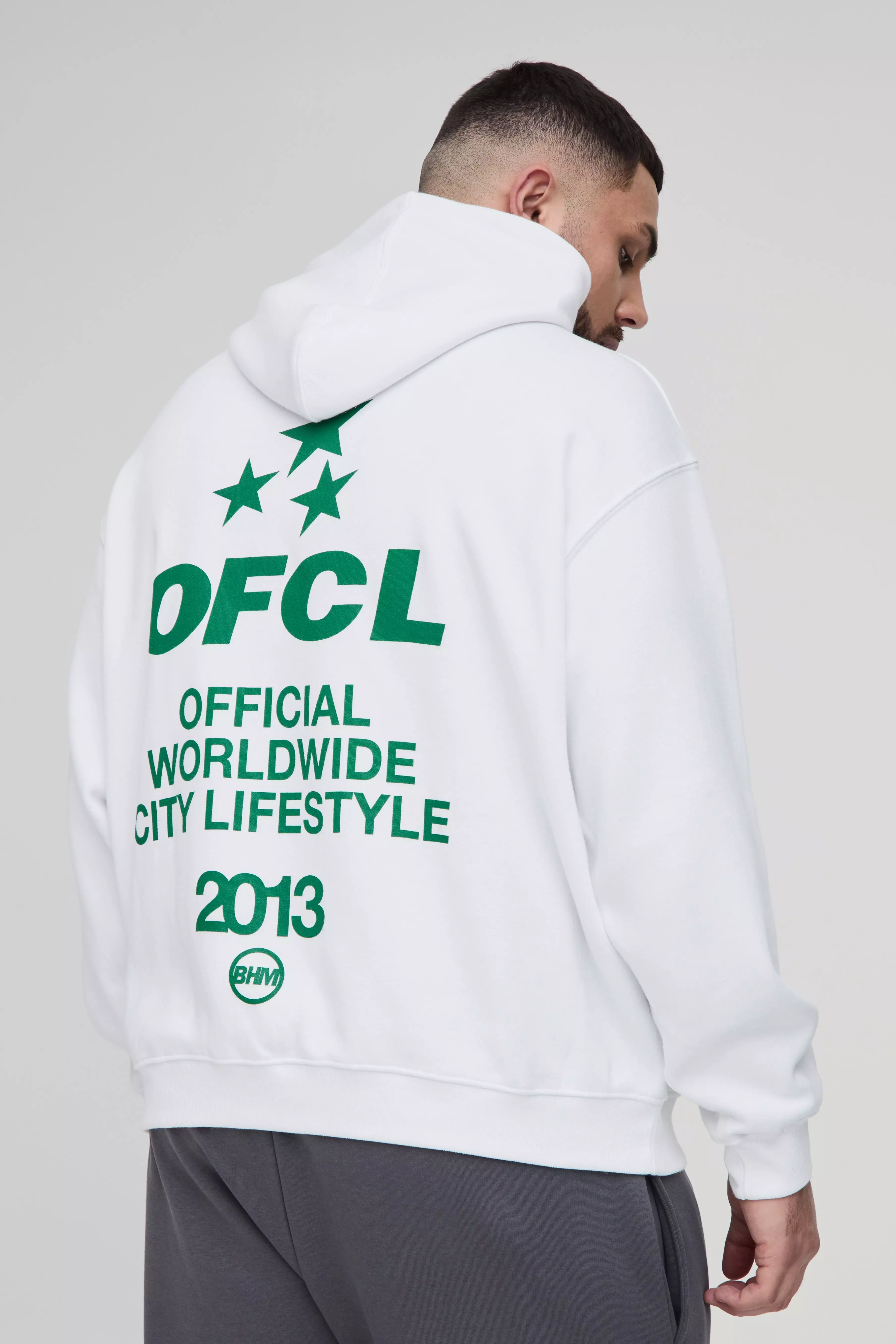 White Plus Oversized OFCL Sterren Hoodie Met Print alternatieve afbeelding