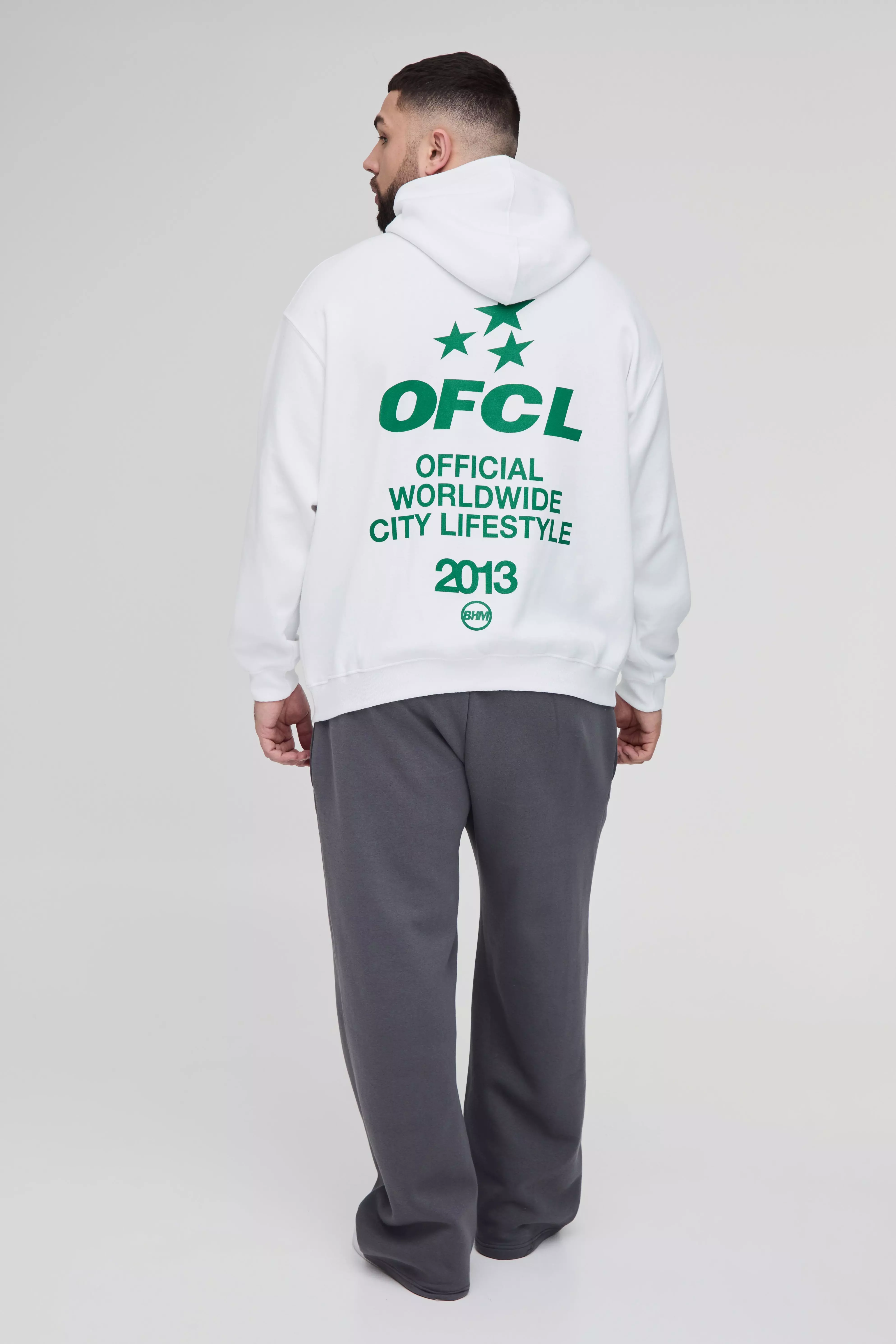 White Plus Oversized OFCL Sterren Hoodie Met Print alternatieve afbeelding