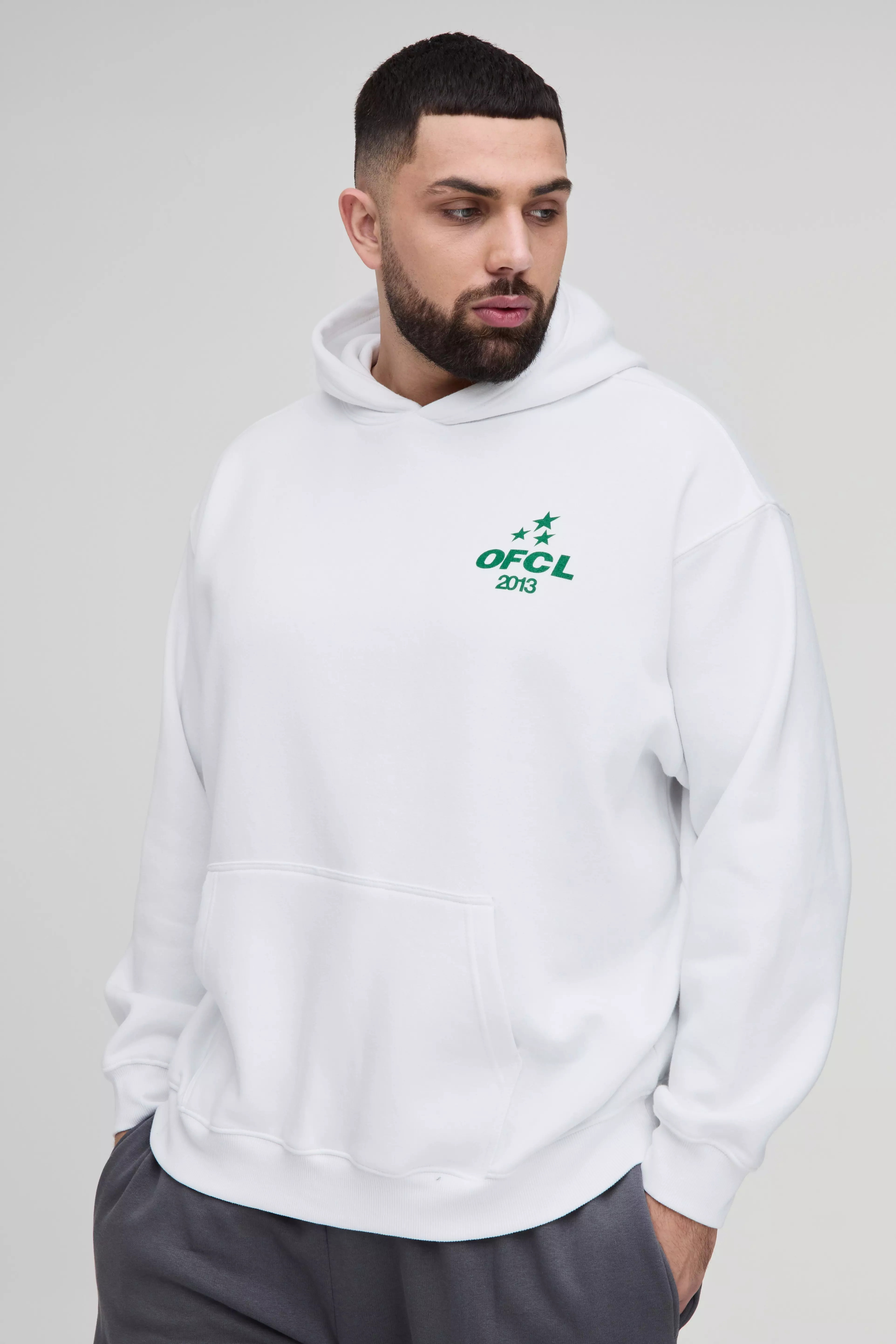White Plus Oversized OFCL Sterren Hoodie Met Print alternatieve afbeelding