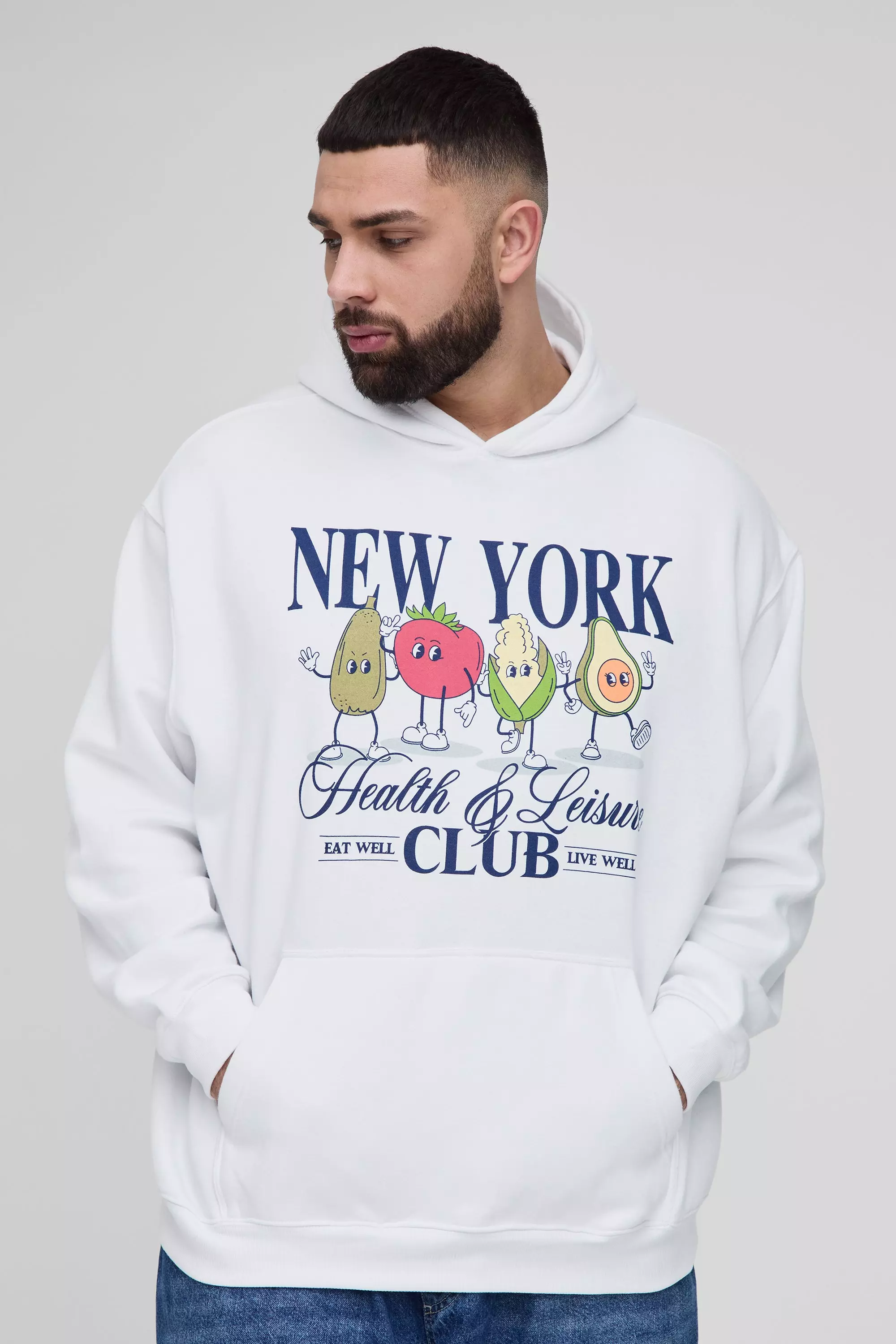 White Plus New York Graphic Oversized Hoodie alternative image