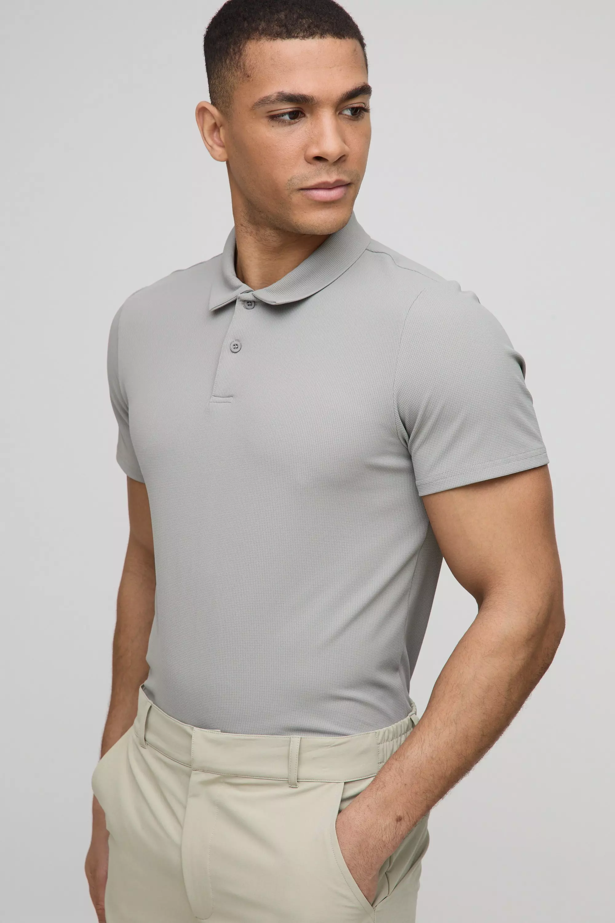 Man Active Golf Polo Shirt Taupe