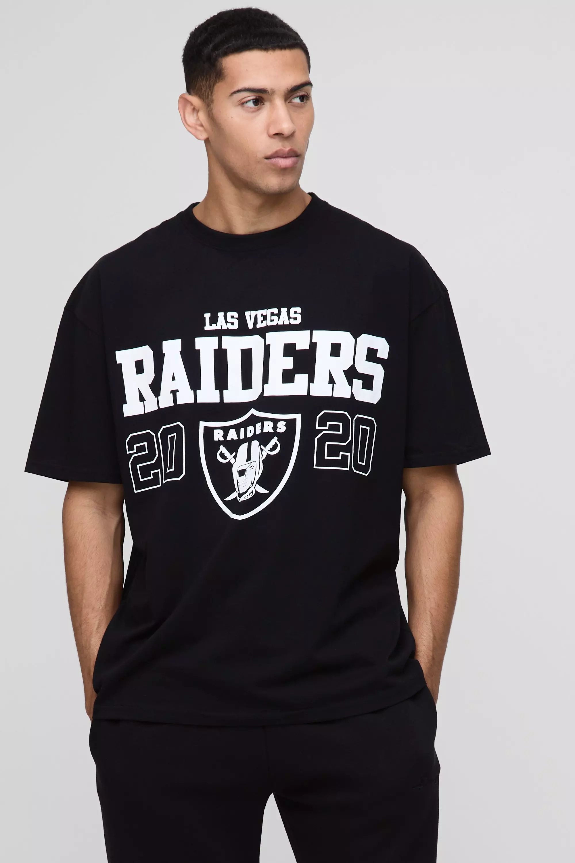 Black Oversized NFL Raiders License T-Shirt alternative image