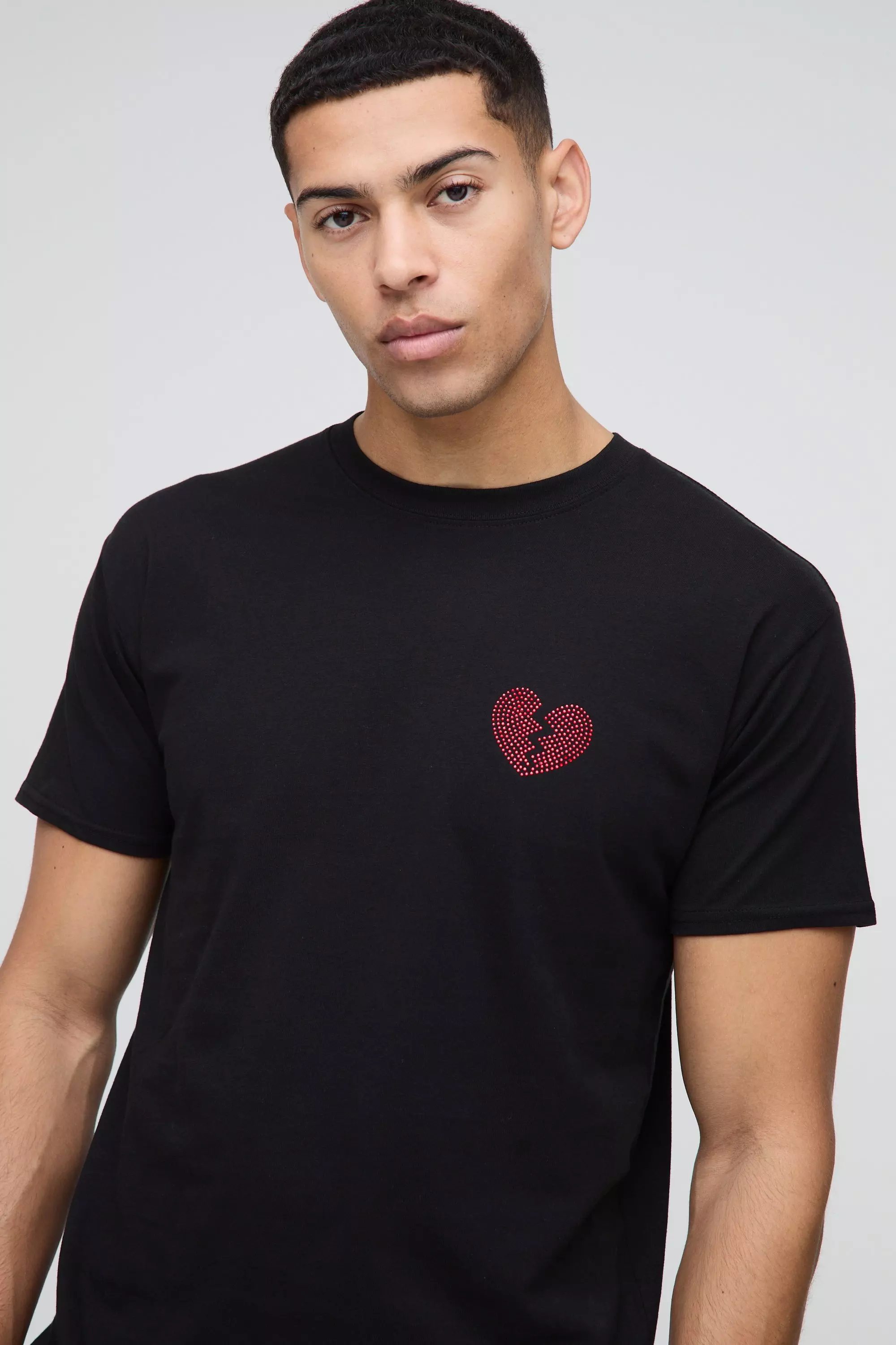 T-shirt à imprimé cœur et strass, Black autre image