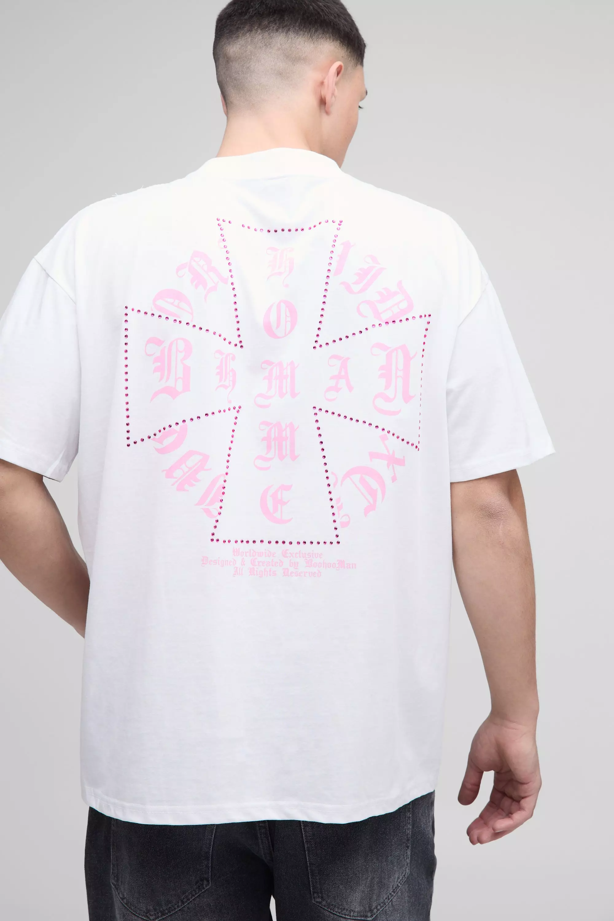 Oversize T-Shirt mit Homme-Print, White alternatives Bild