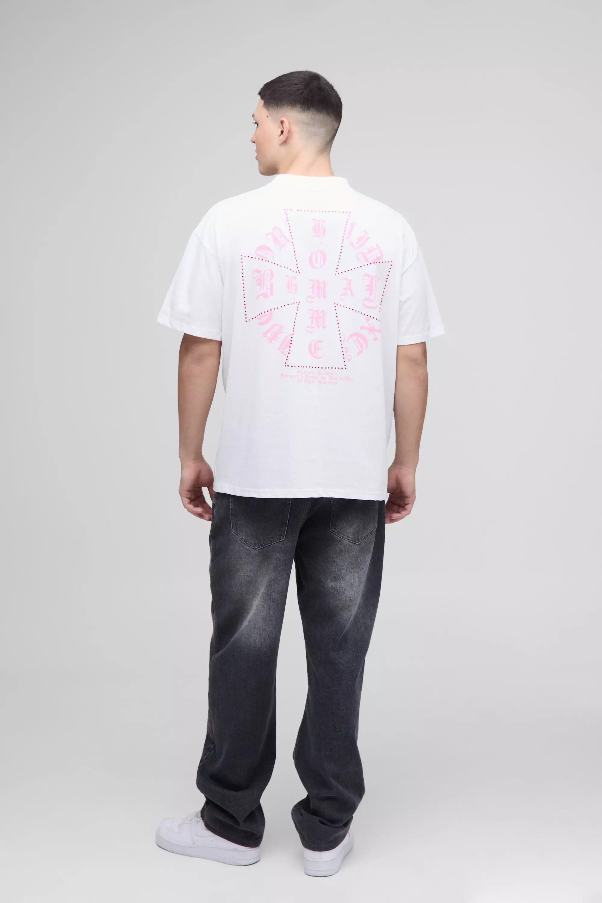 Oversize T-Shirt mit Homme-Print, White alternatives Bild