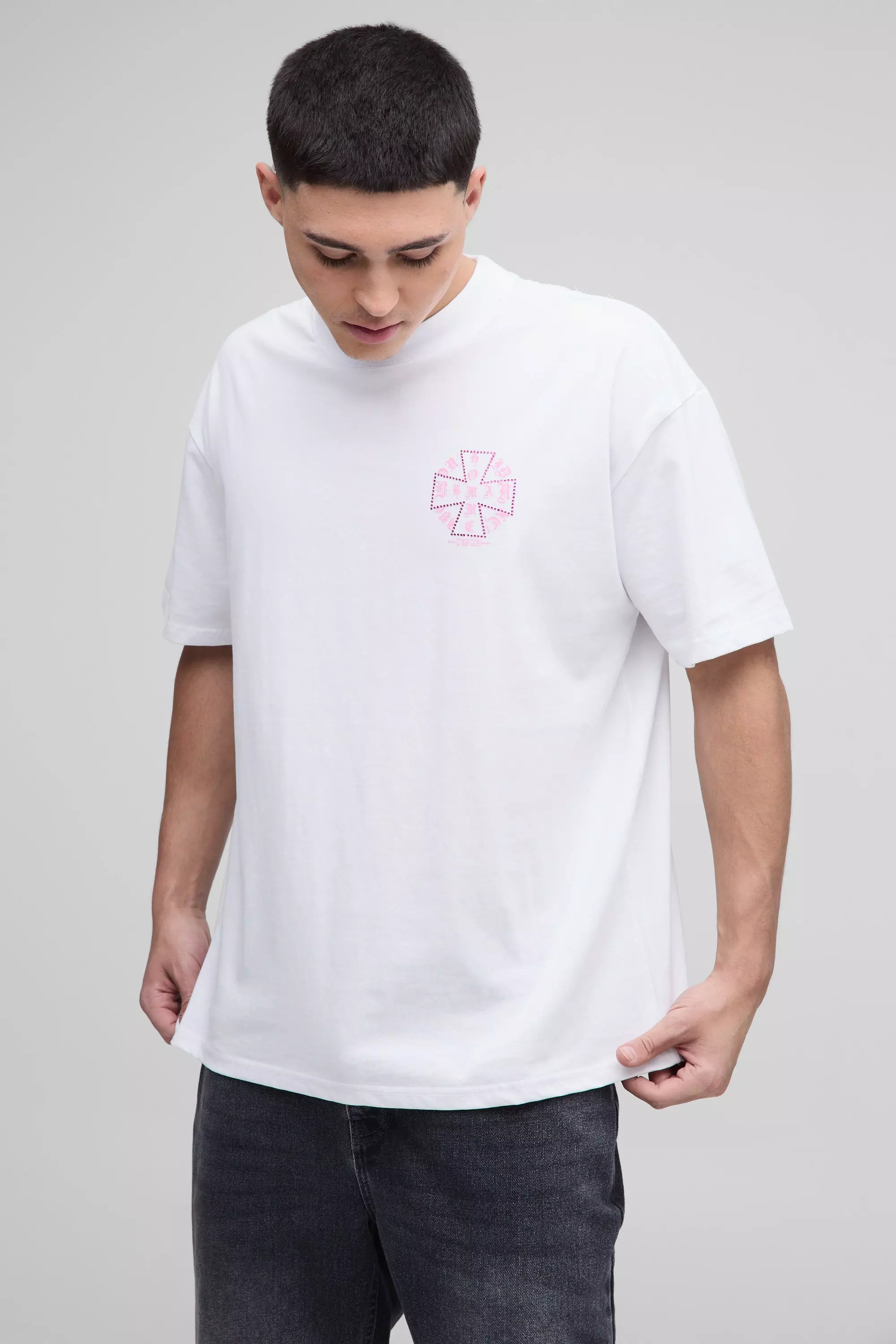 Oversize T-Shirt mit Homme-Print, White alternatives Bild
