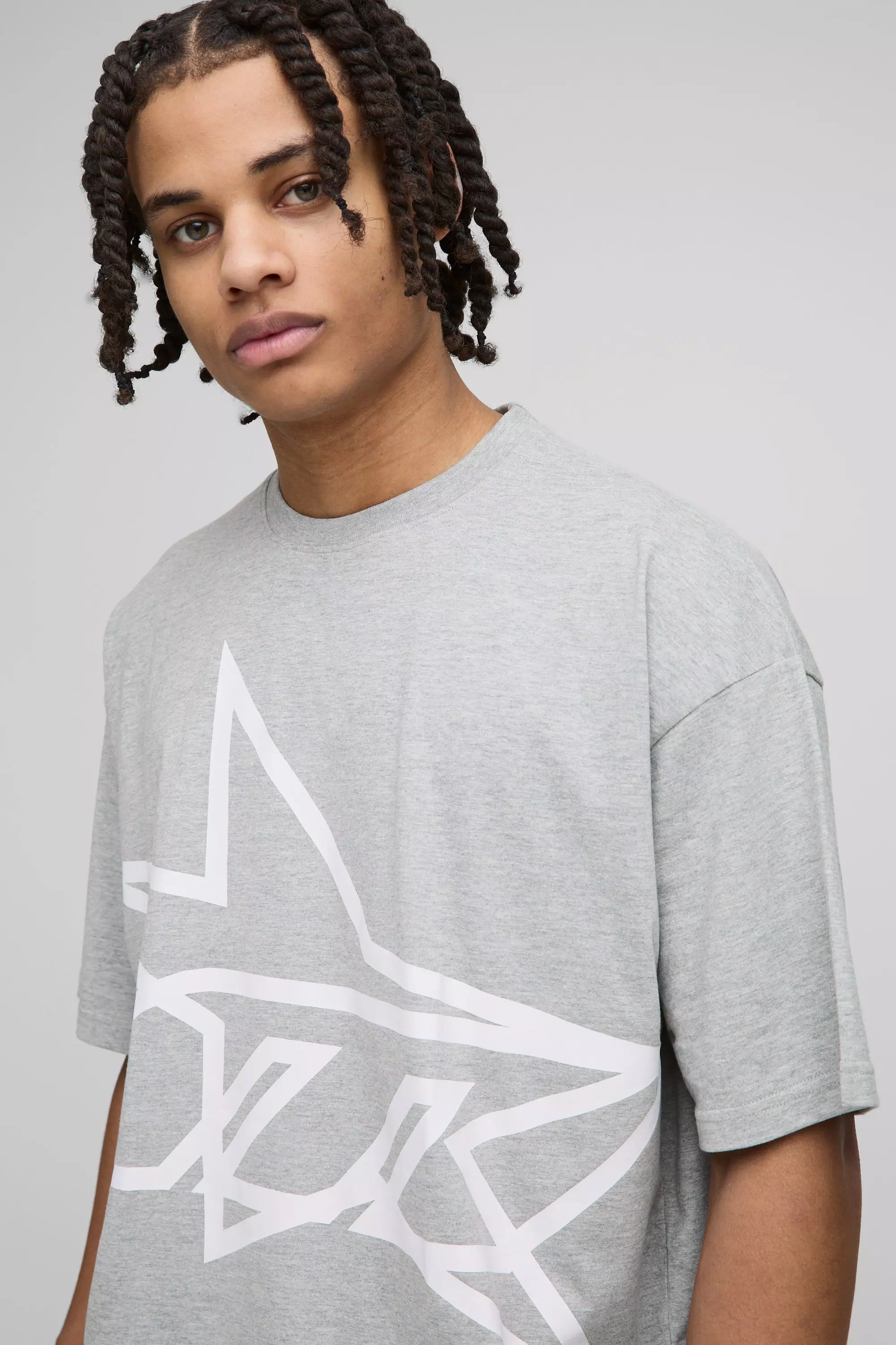 Grey marl Oversized M Star T-Shirt & Short Set alternative image