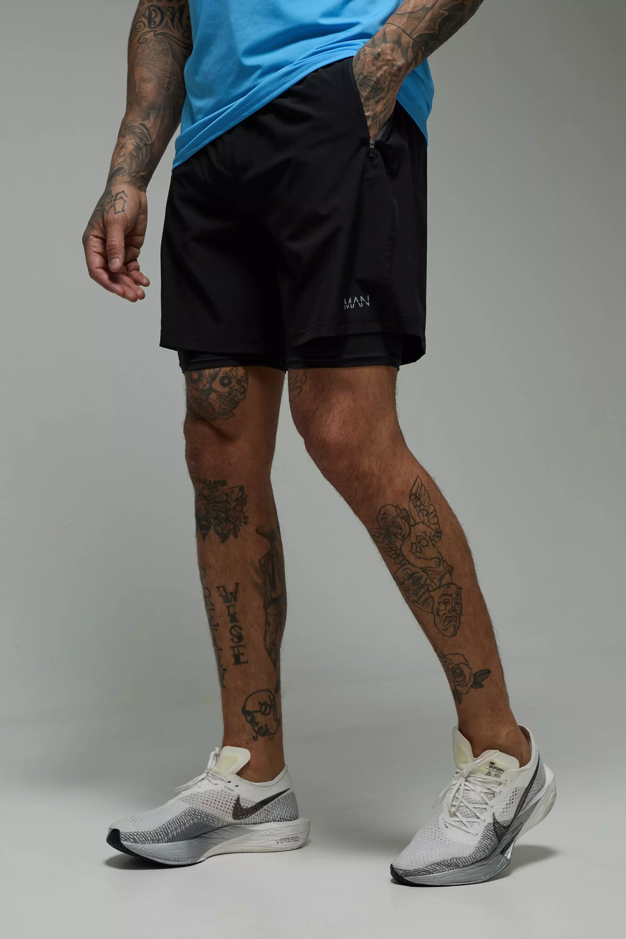 Black Tall Geweven Stretch 2-In-1 Man Active Shorts alternatieve afbeelding