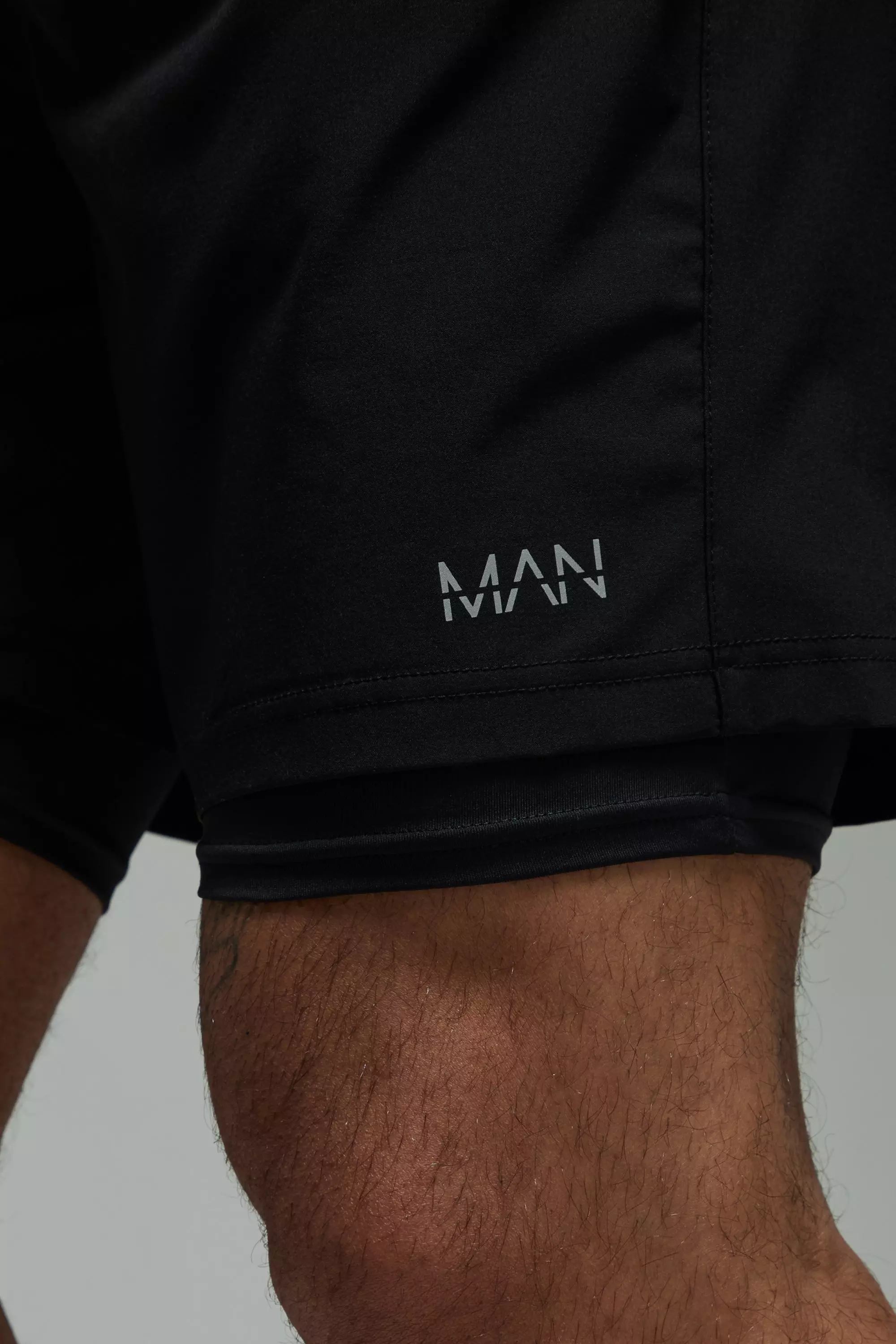 Black Tall Geweven Stretch 2-In-1 Man Active Shorts alternatieve afbeelding