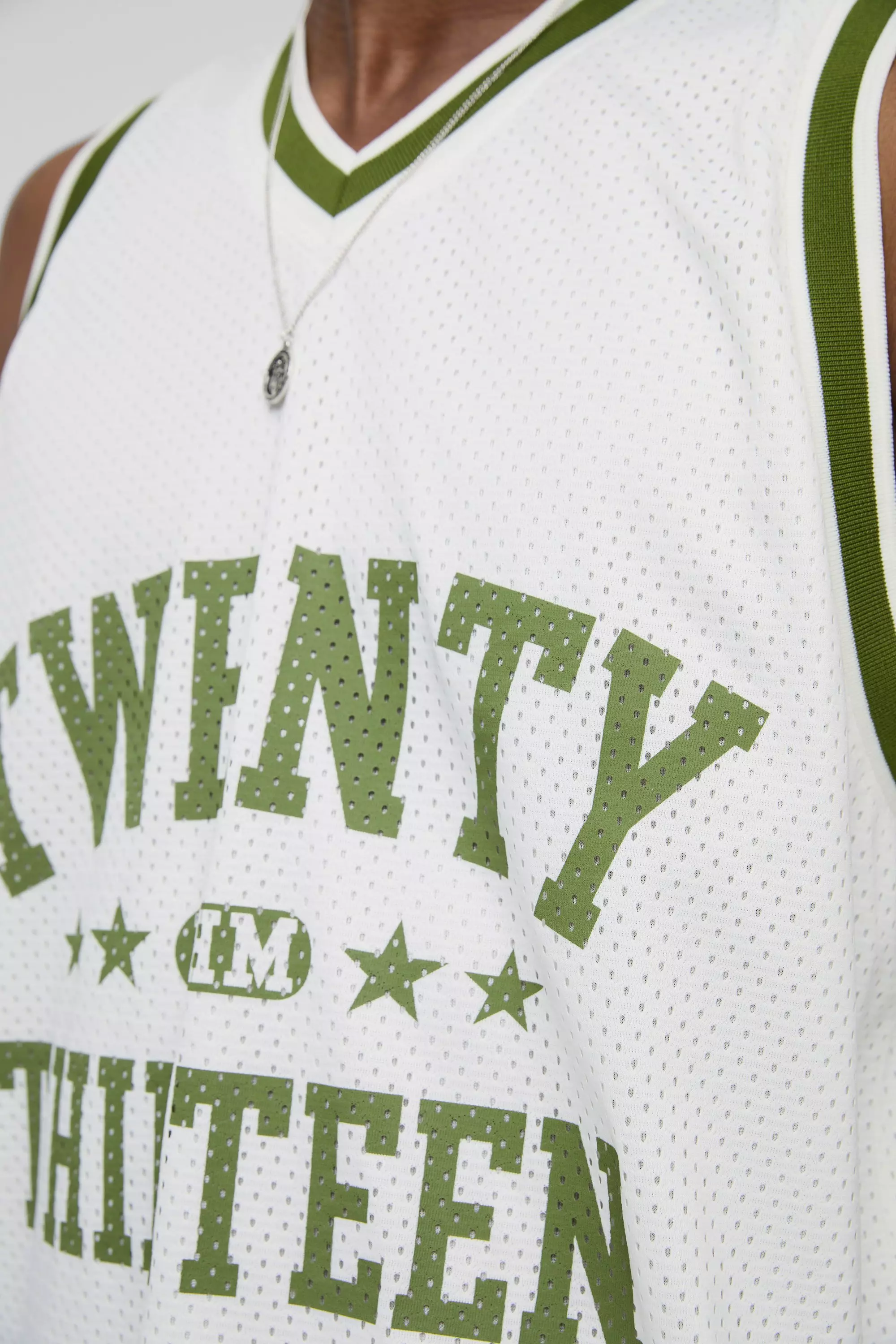Oversized 13 V Neck Mesh Basketball Vest | boohooMAN USA