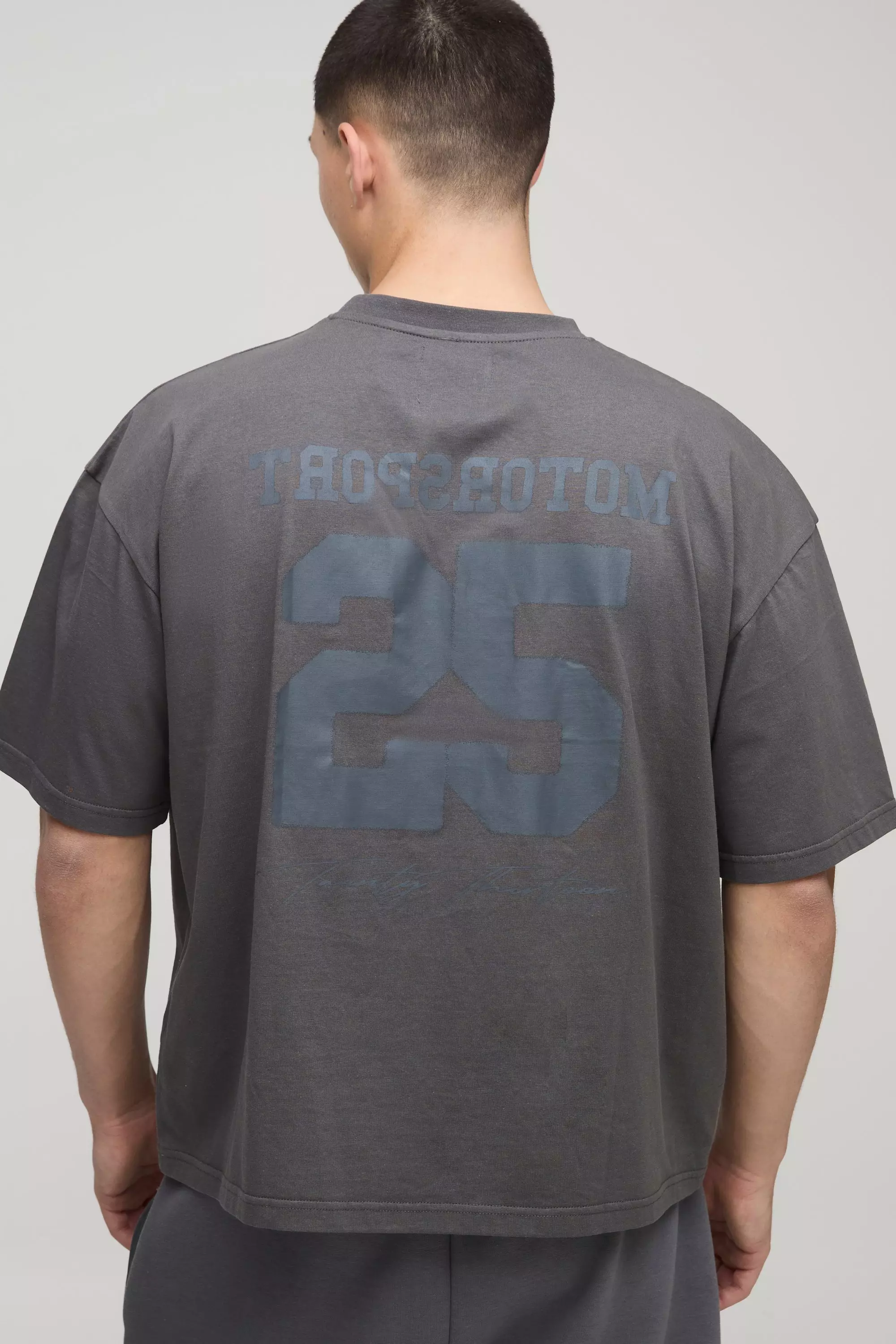 Kastiges Oversize T-Shirt mit 25-Print, Charcoal alternatives Bild