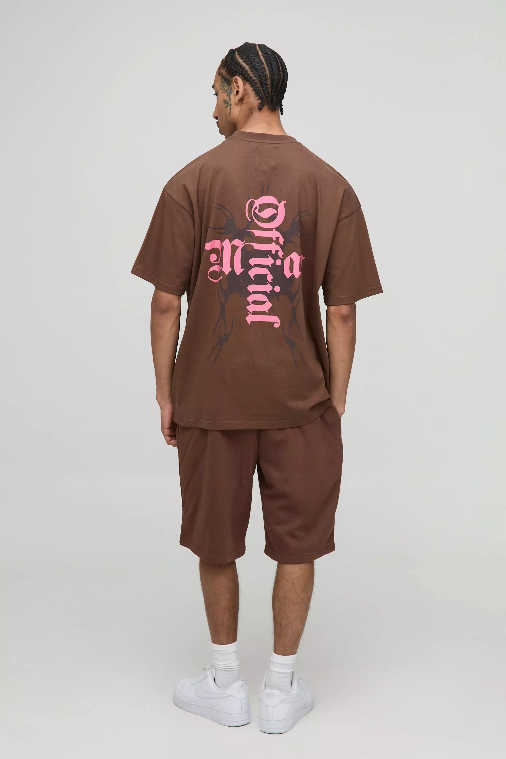 Chocolate Oversized Official Cross Graphic T-Shirt & Short Set alternative image