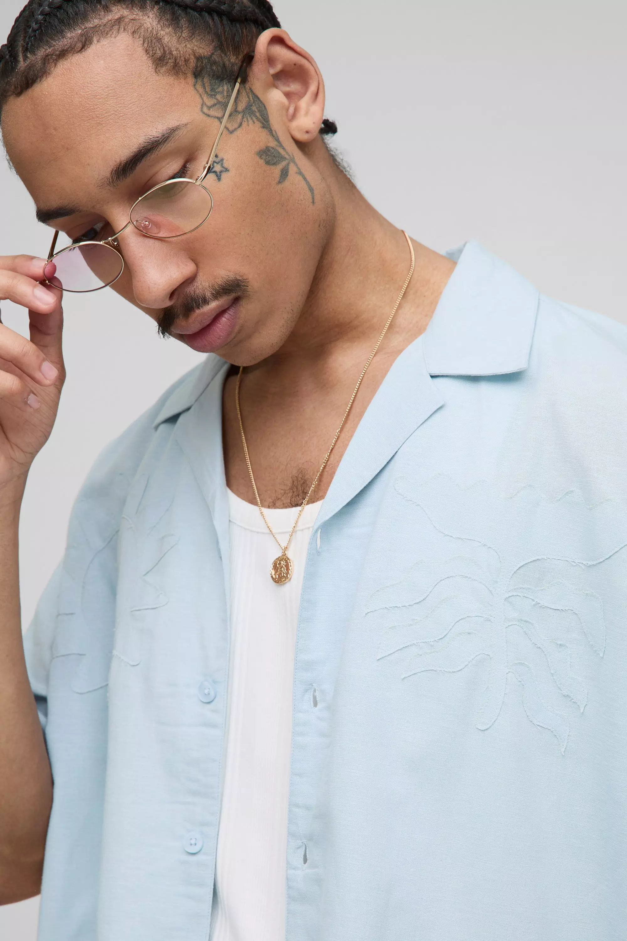 Oversized Linen Blend Organza Shirt & Relaxed Short Set | boohooMAN UK